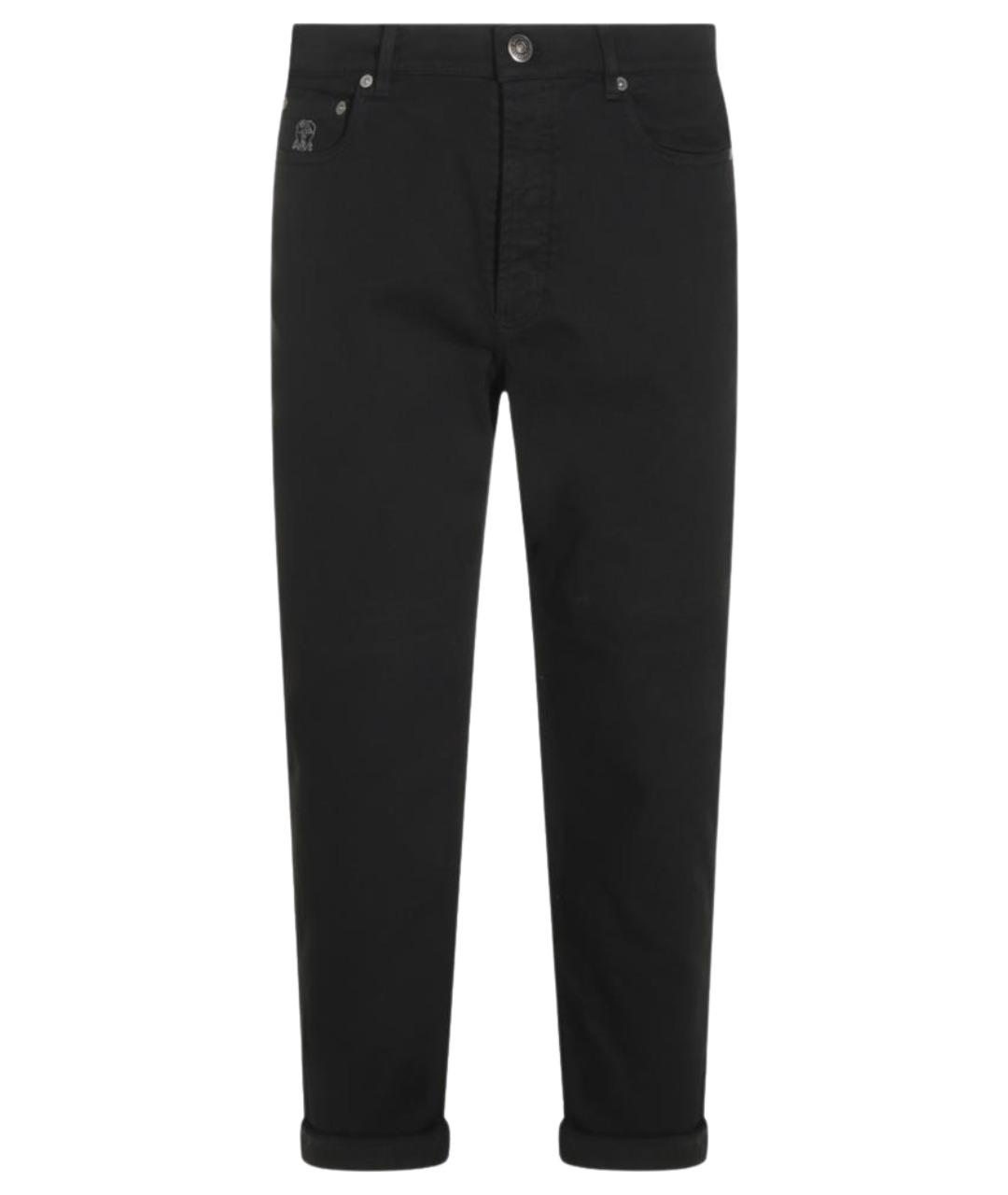 BRUNELLO CUCINELLI Черные хлопковые прямые джинсы, фото 1