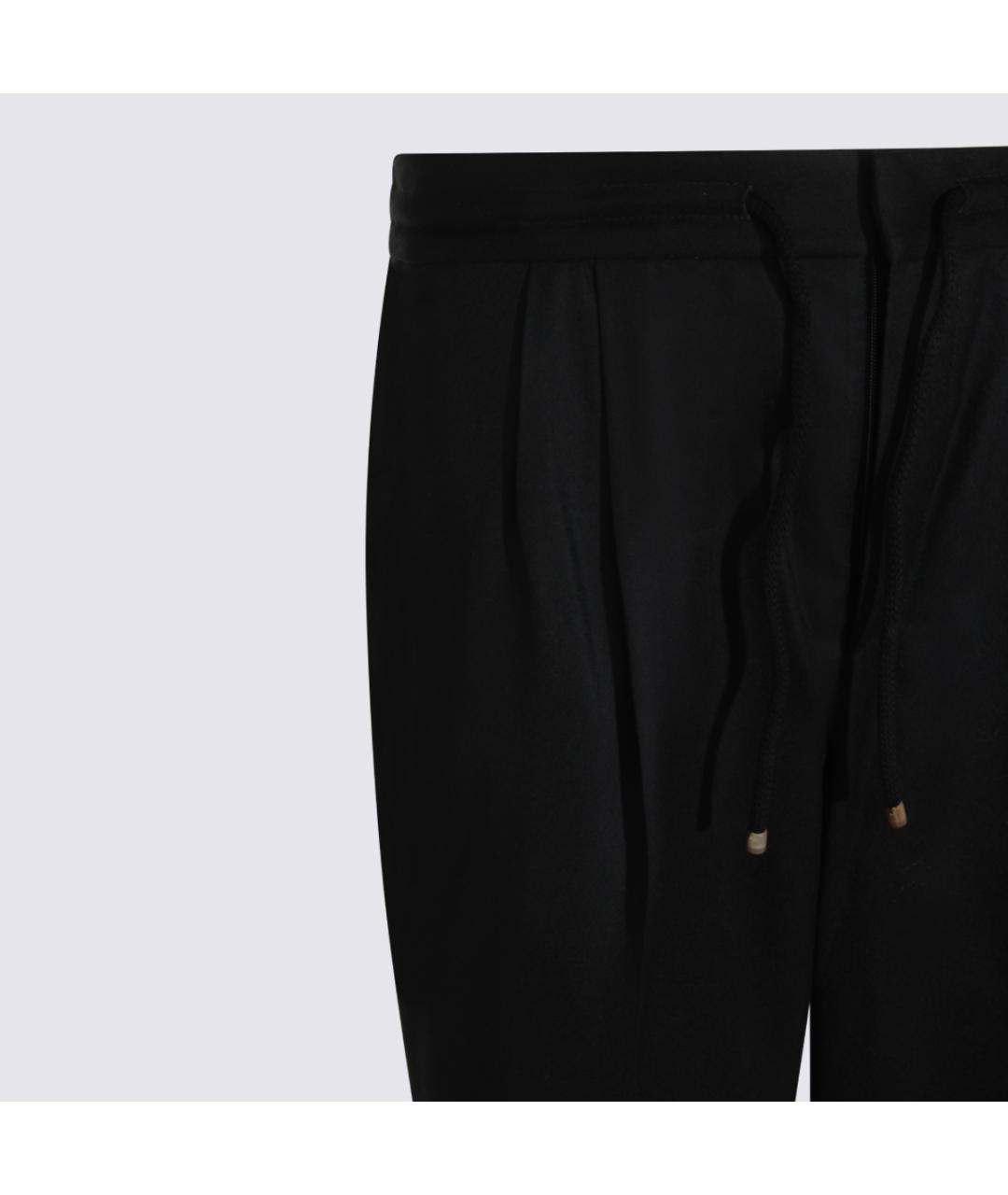 BRUNELLO CUCINELLI Черные шерстяные повседневные брюки, фото 3