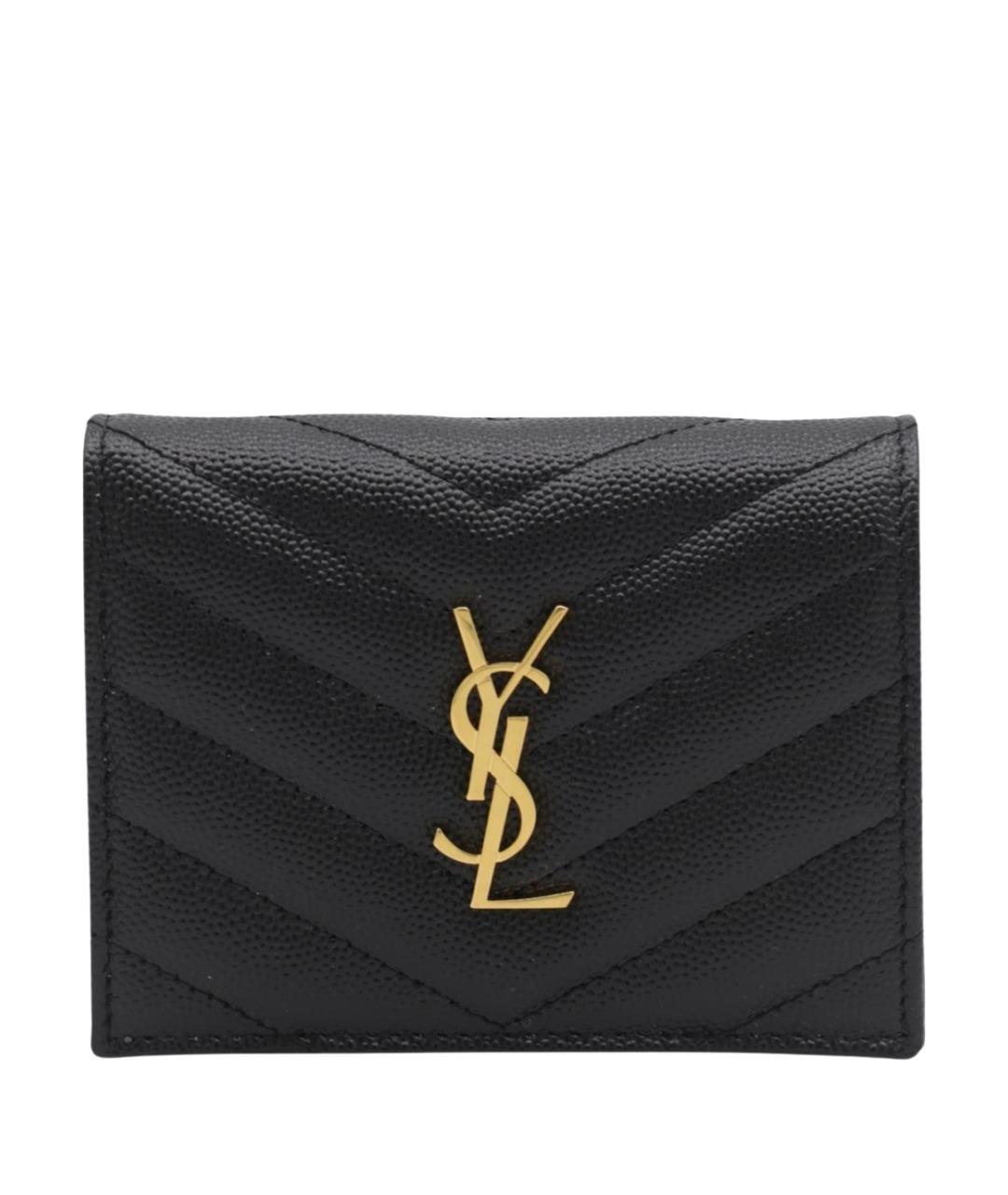 SAINT LAURENT Черный кожаный кошелек, фото 1