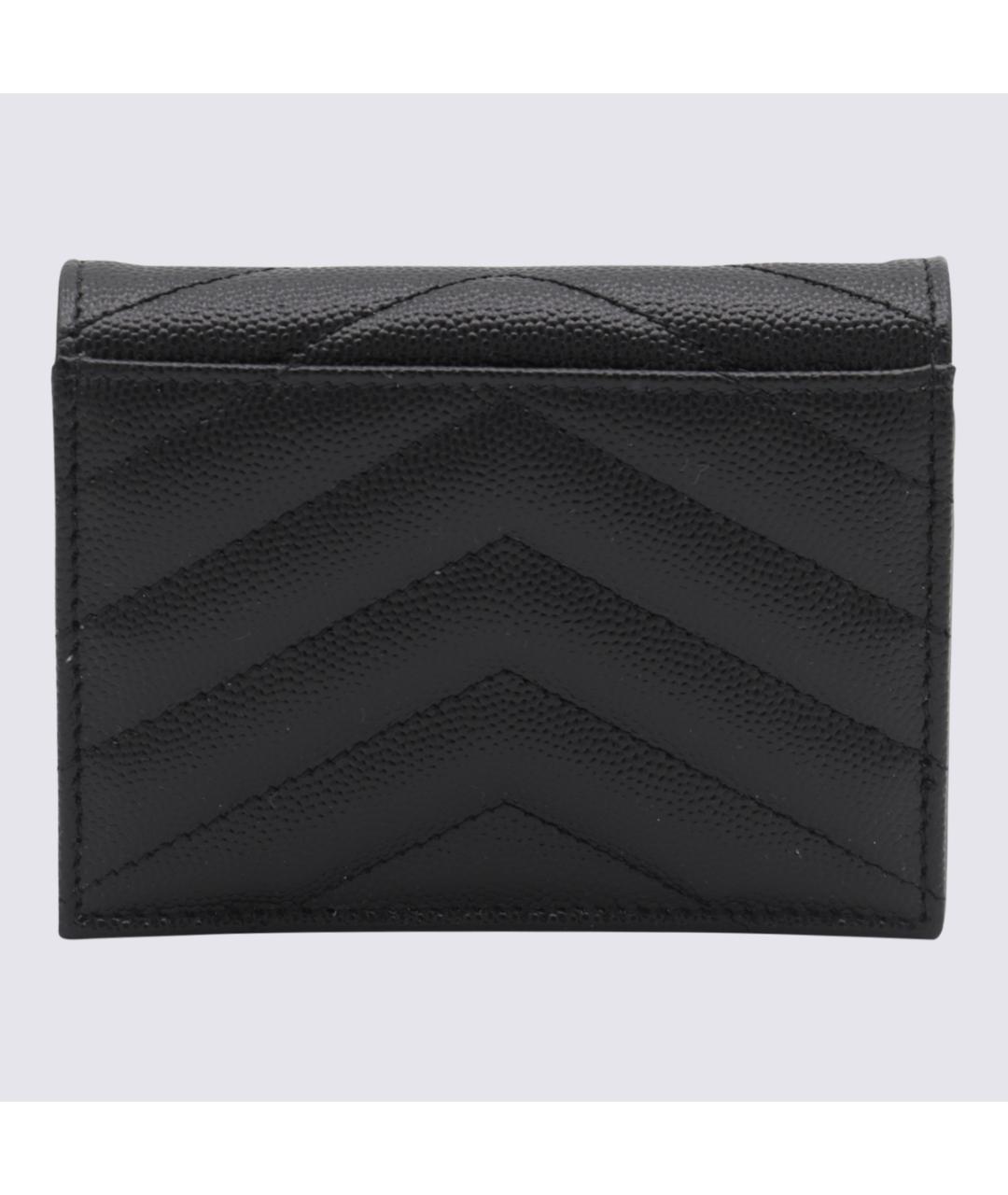 SAINT LAURENT Черный кожаный кошелек, фото 2