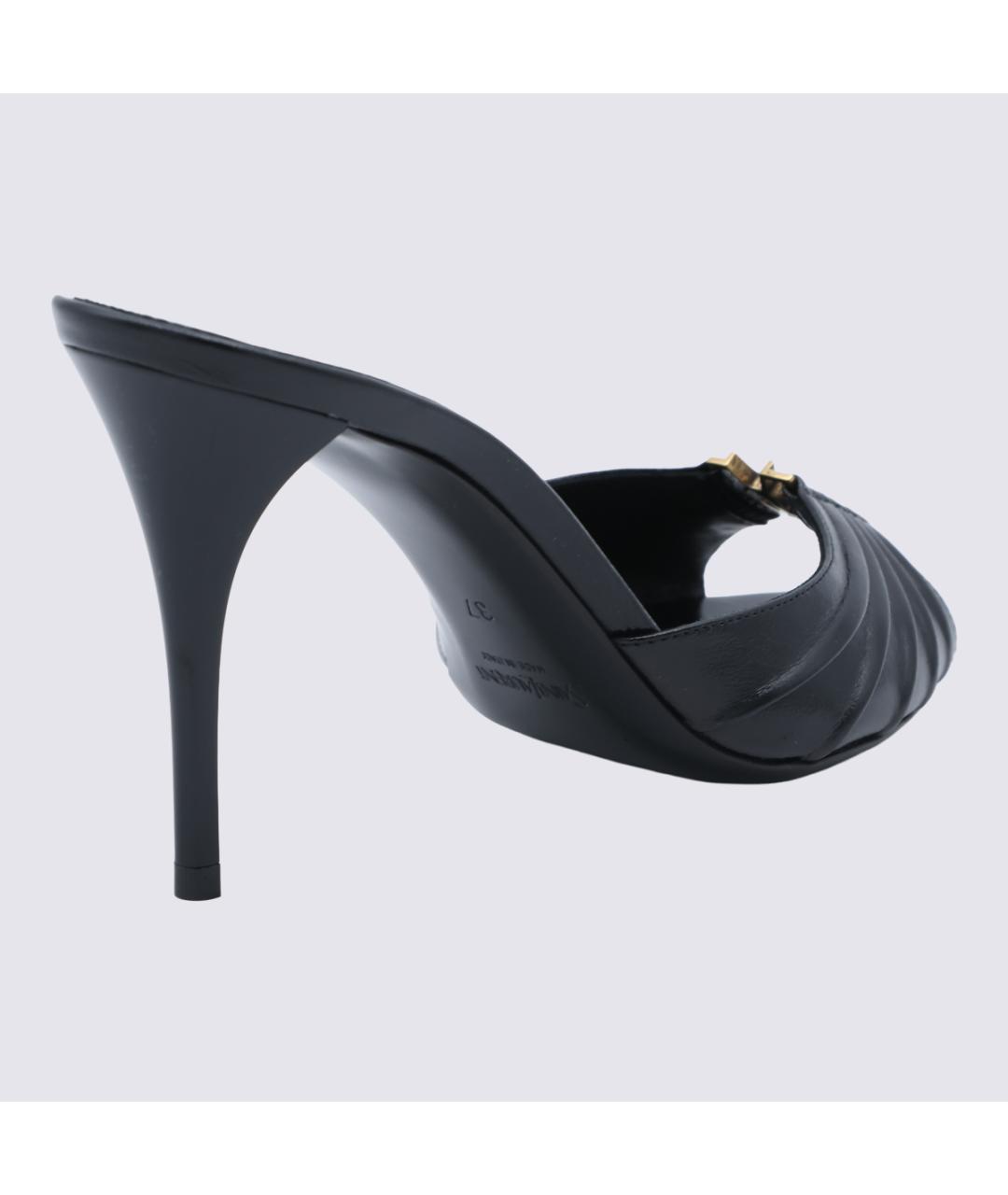 SAINT LAURENT Черные кожаные мюли, фото 3