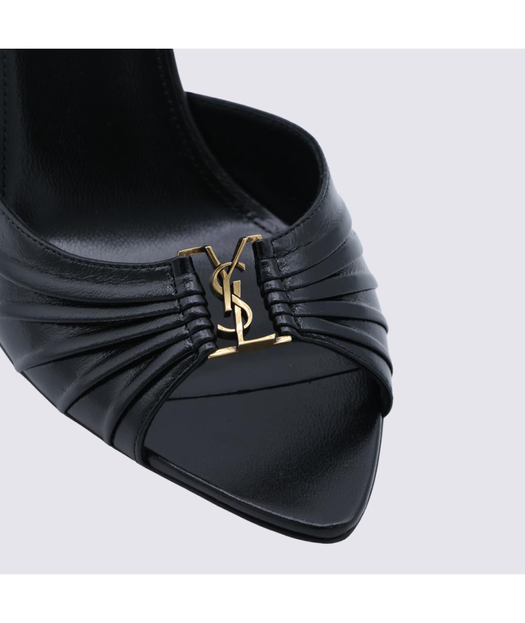 SAINT LAURENT Черные кожаные мюли, фото 4