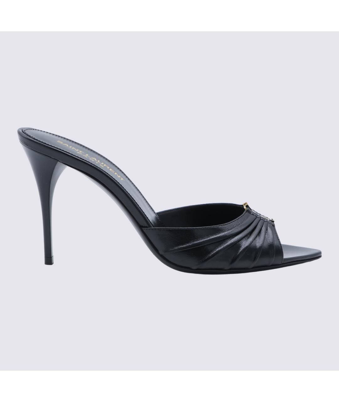 SAINT LAURENT Черные кожаные мюли, фото 5