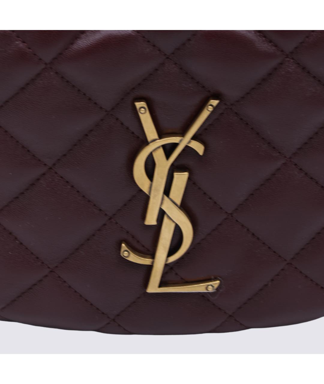 SAINT LAURENT Бордовая кожаная сумка через плечо, фото 4