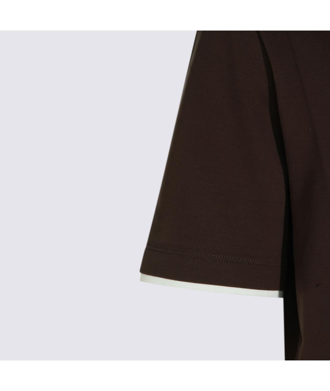 BRUNELLO CUCINELLI Коричневая хлопковая футболка, фото 3