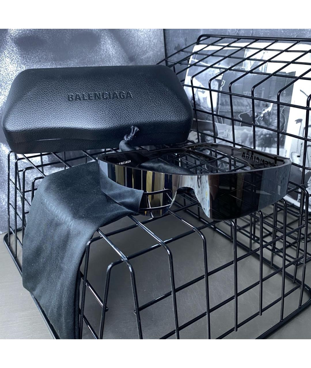 BALENCIAGA Серебряные пластиковые солнцезащитные очки, фото 2