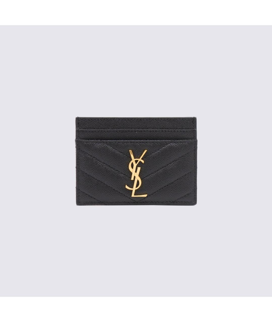 SAINT LAURENT Черный кожаный кардхолдер, фото 3
