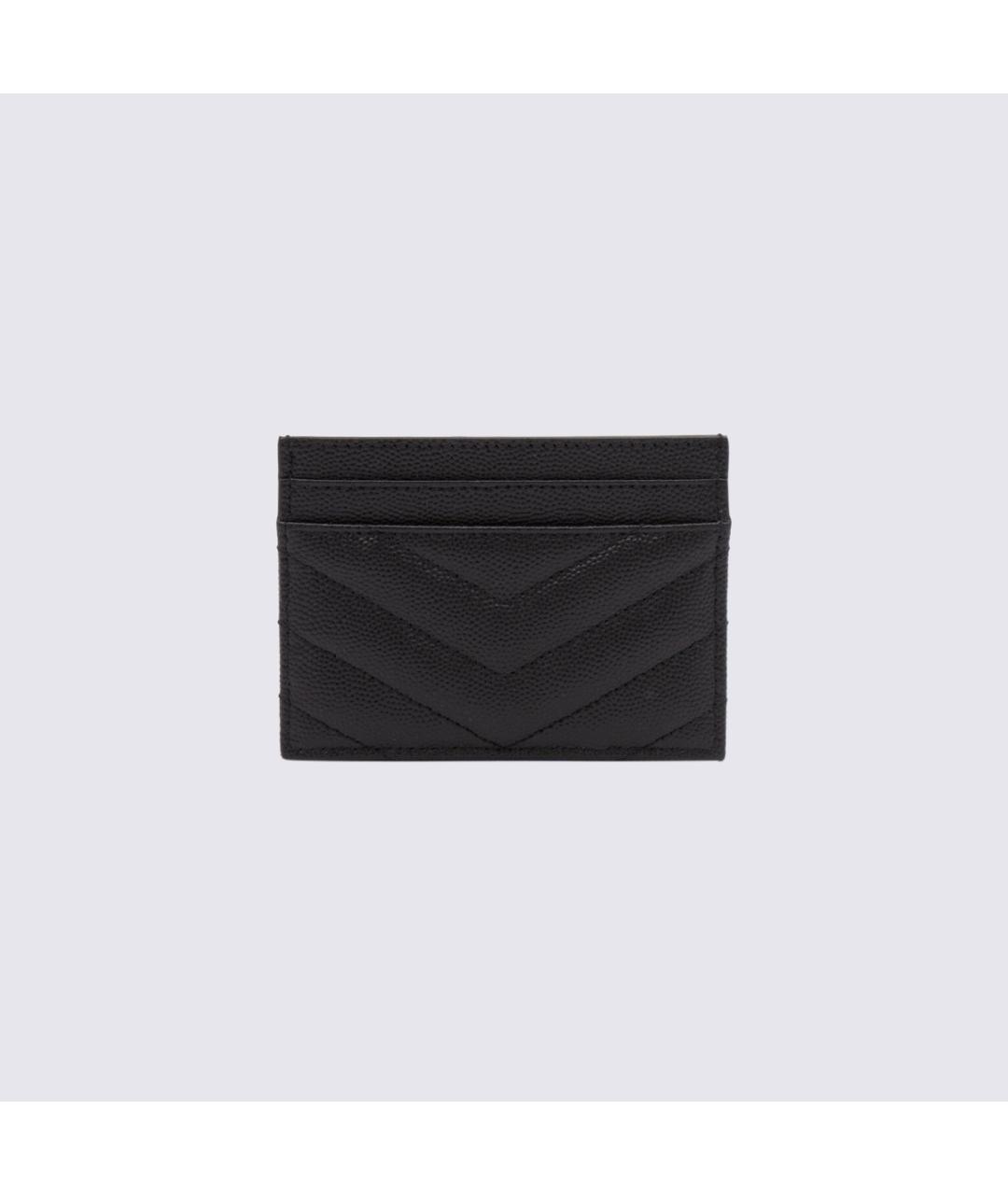 SAINT LAURENT Черный кожаный кардхолдер, фото 1