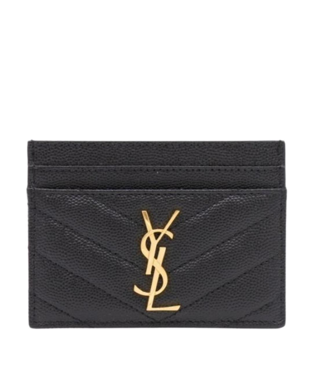 SAINT LAURENT Черный кожаный кардхолдер, фото 2