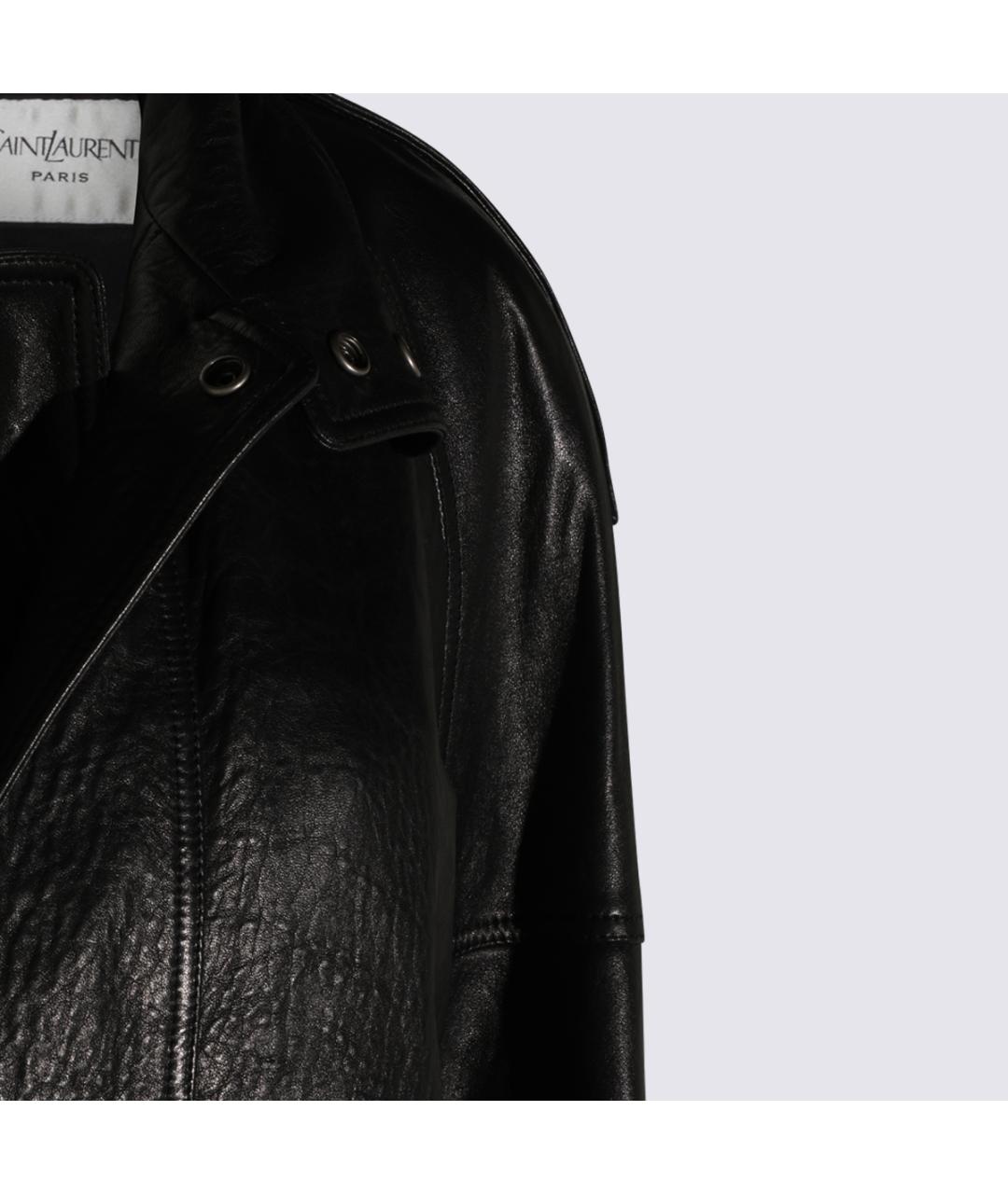 SAINT LAURENT Черная кожаная куртка, фото 4