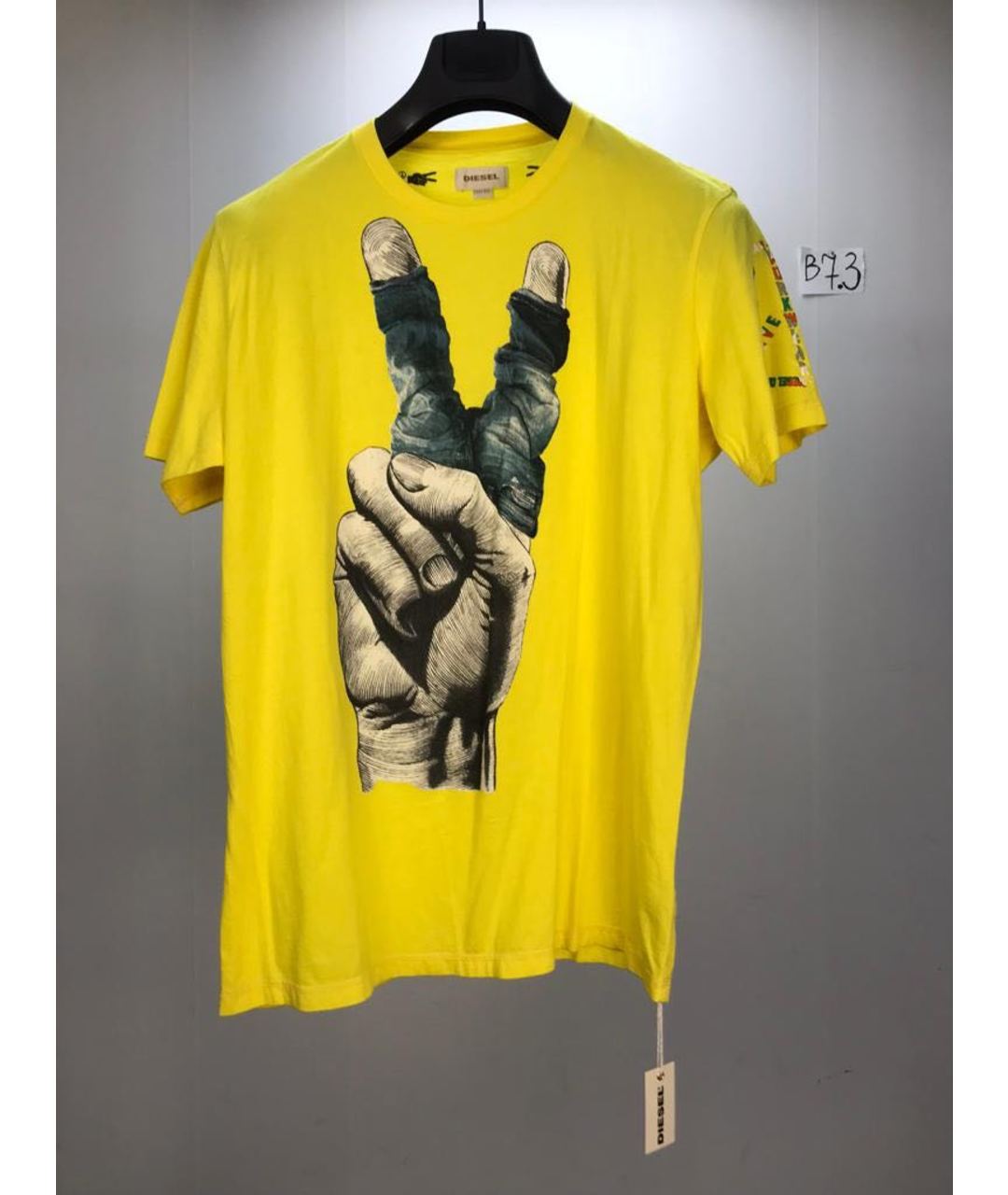 DIESEL Желтая хлопковая футболка, фото 5