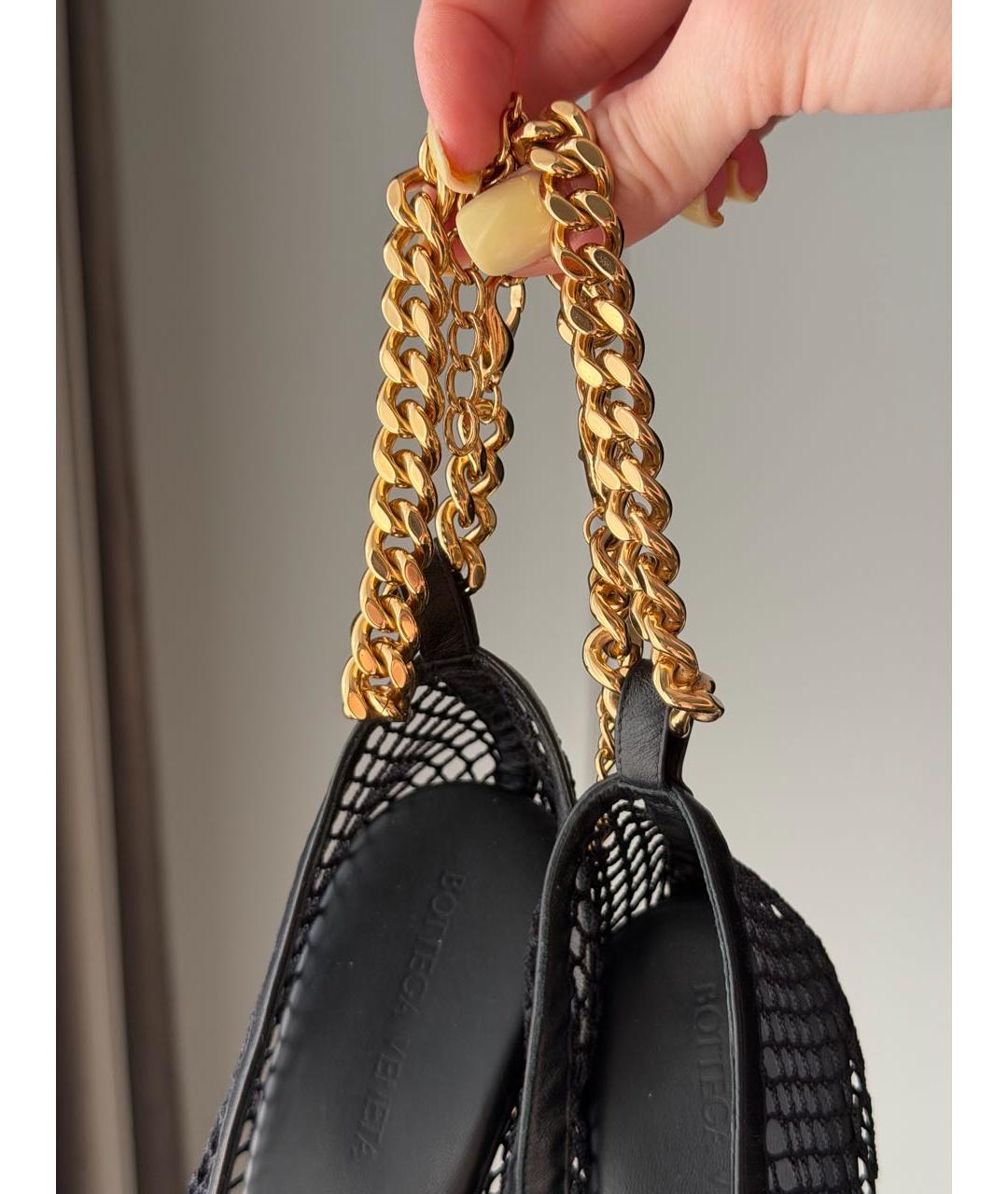 BOTTEGA VENETA Черные кожаные босоножки, фото 6