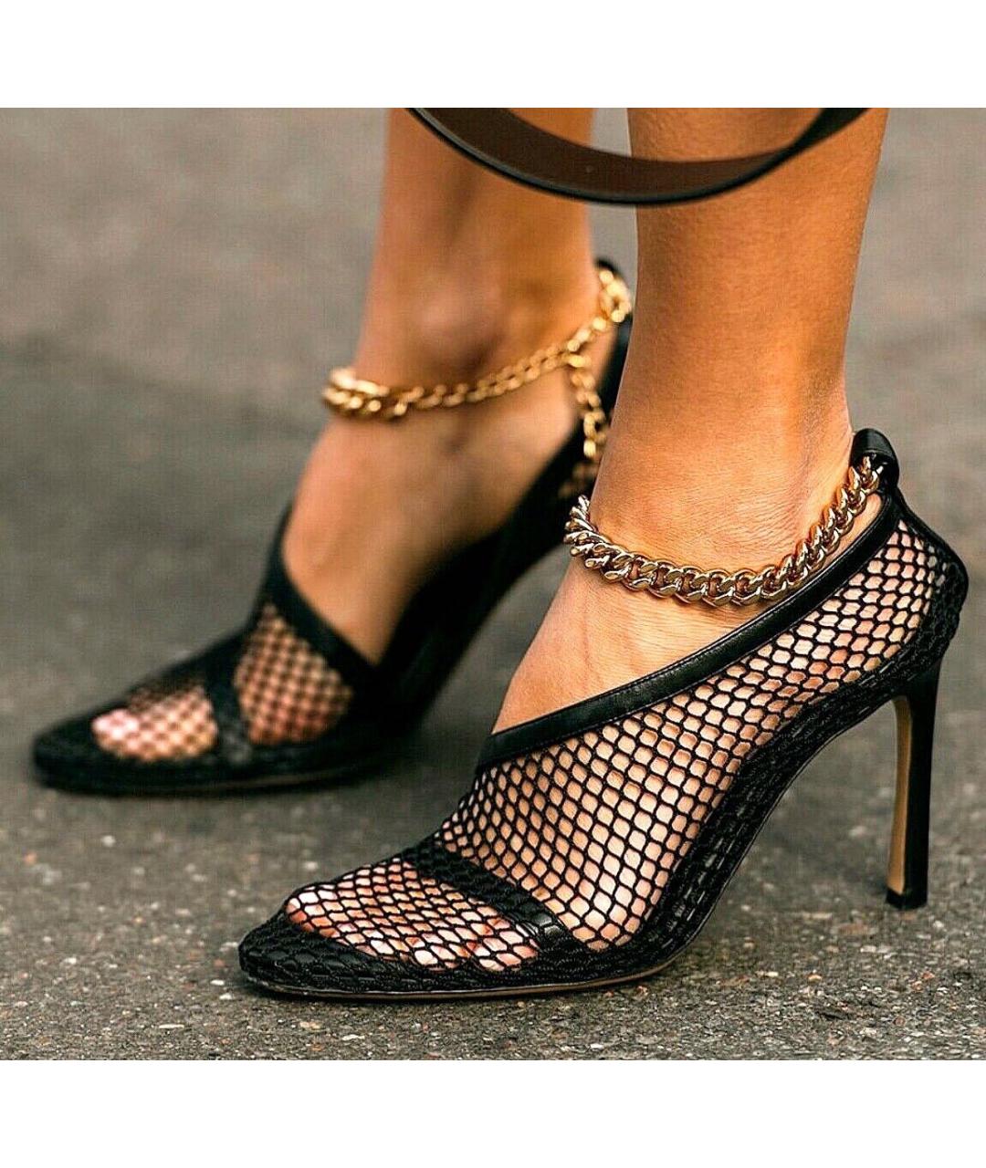 BOTTEGA VENETA Черные кожаные босоножки, фото 8