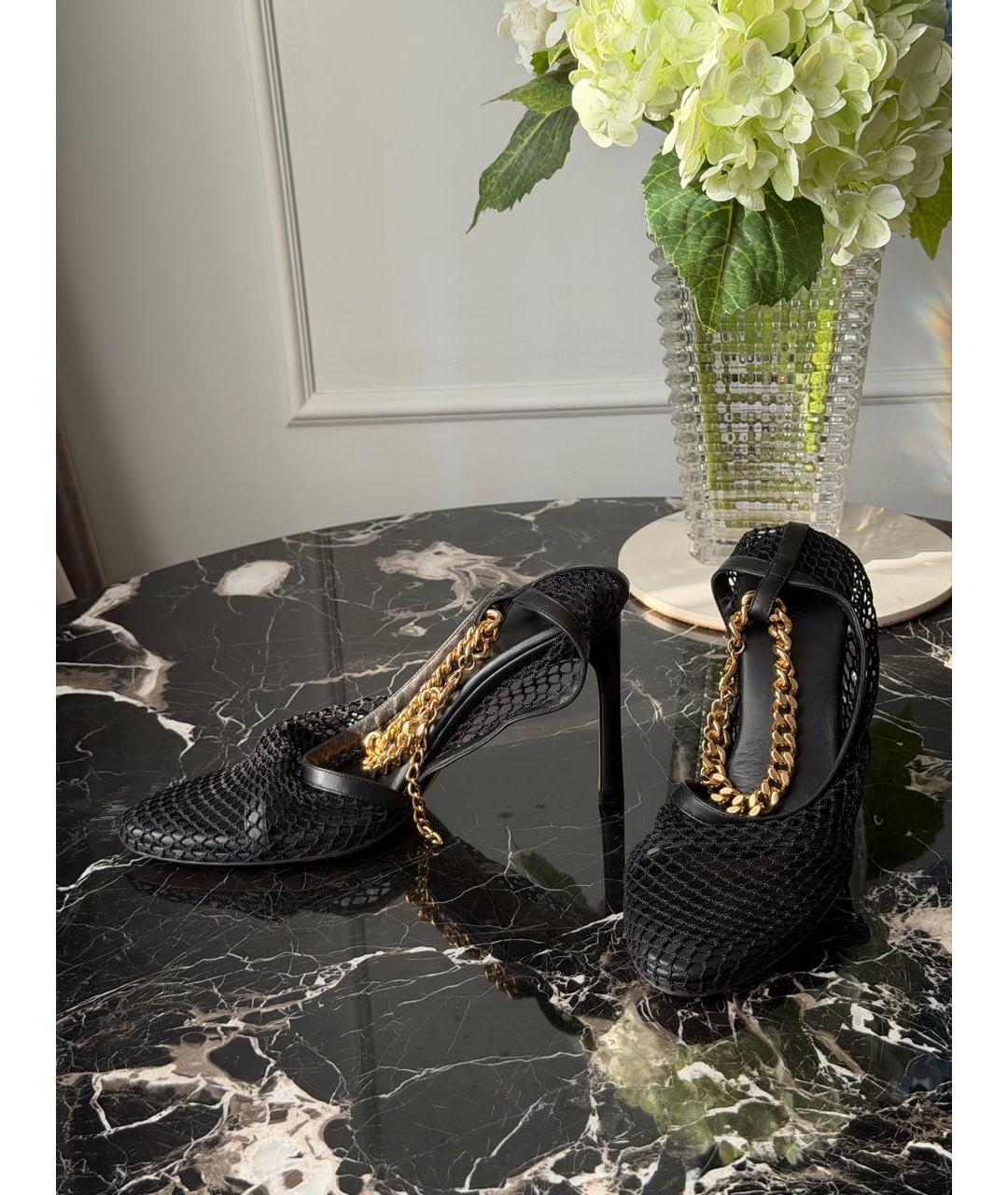 BOTTEGA VENETA Черные кожаные босоножки, фото 3