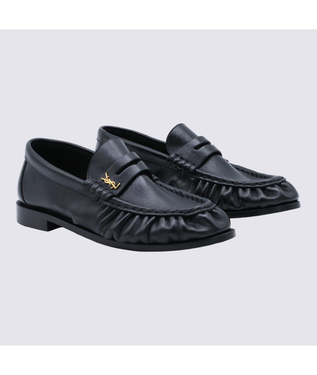 SAINT LAURENT Черные кожаные лоферы, фото 2