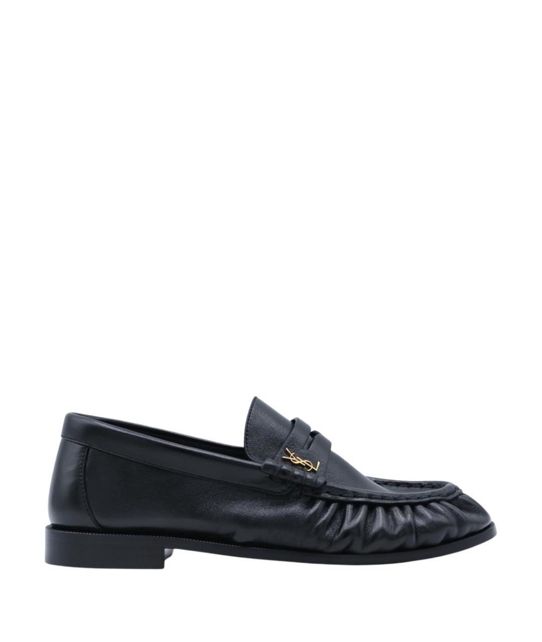 SAINT LAURENT Черные кожаные лоферы, фото 1