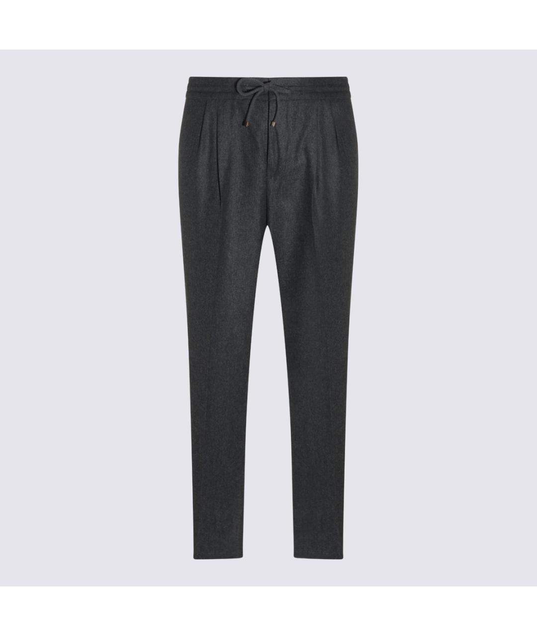 BRUNELLO CUCINELLI Серые шерстяные повседневные брюки, фото 4