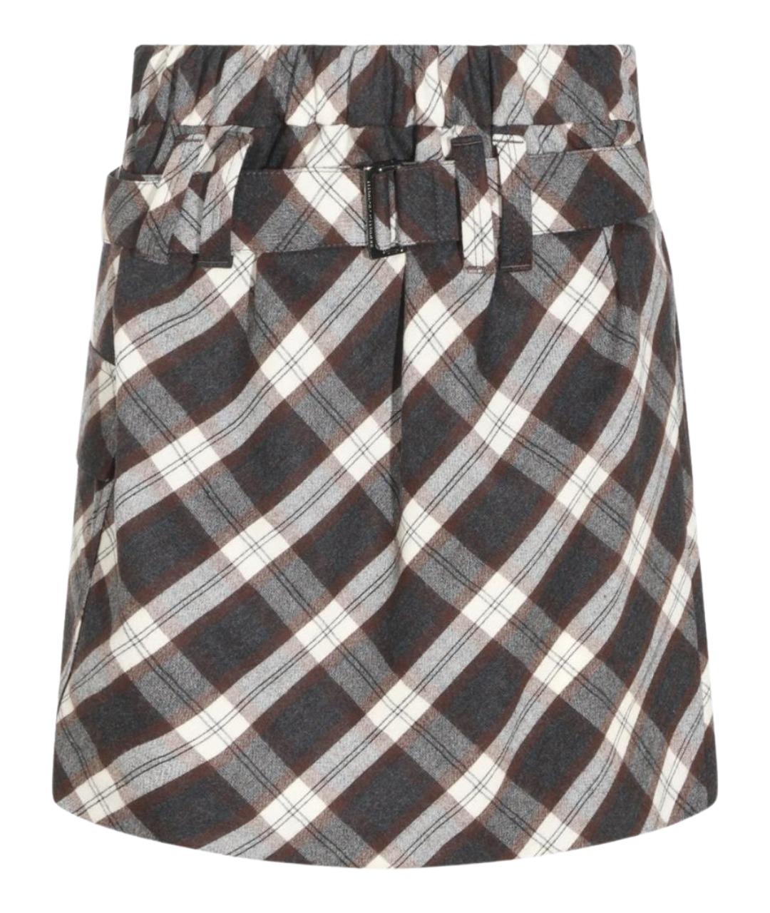 BRUNELLO CUCINELLI Мульти шерстяная юбка мини, фото 1