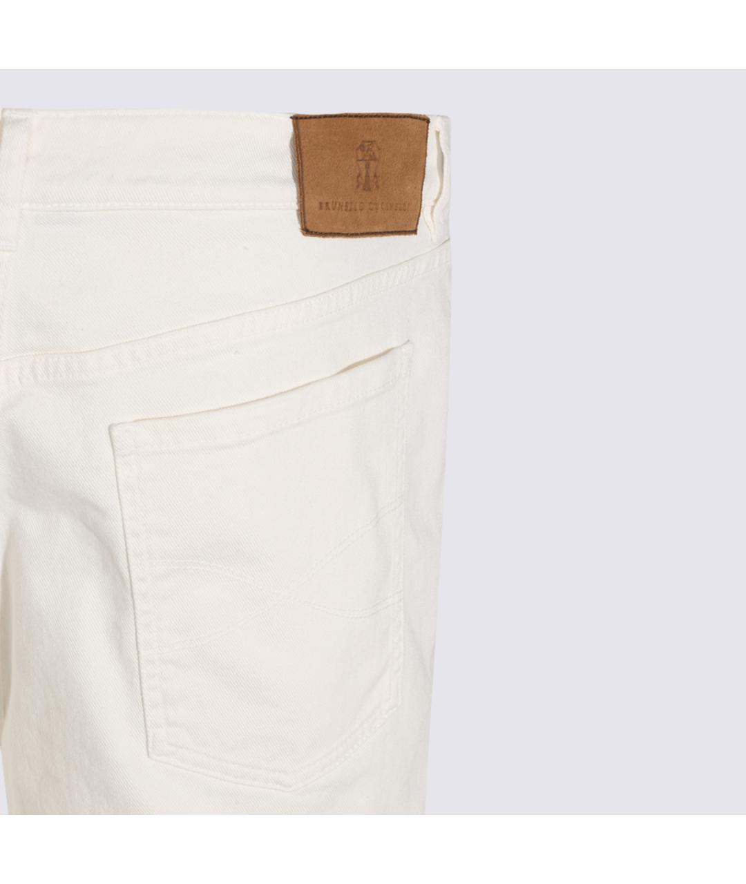 BRUNELLO CUCINELLI Белые хлопковые прямые джинсы, фото 4