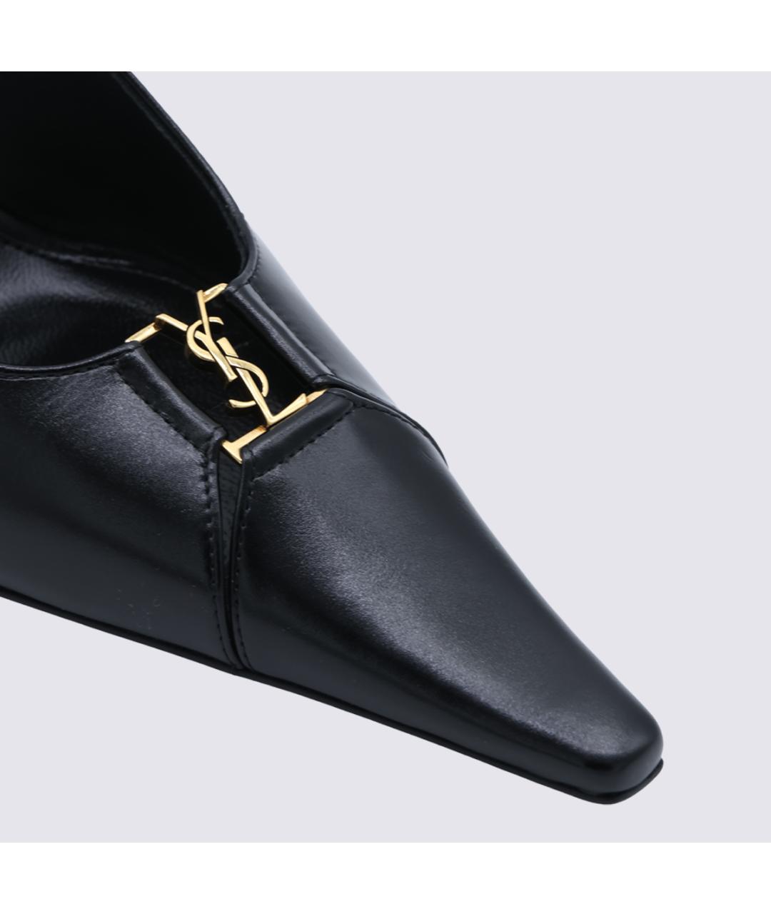 SAINT LAURENT Черные кожаные туфли, фото 4