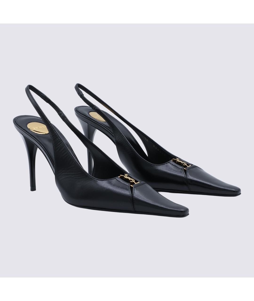SAINT LAURENT Черные кожаные туфли, фото 2