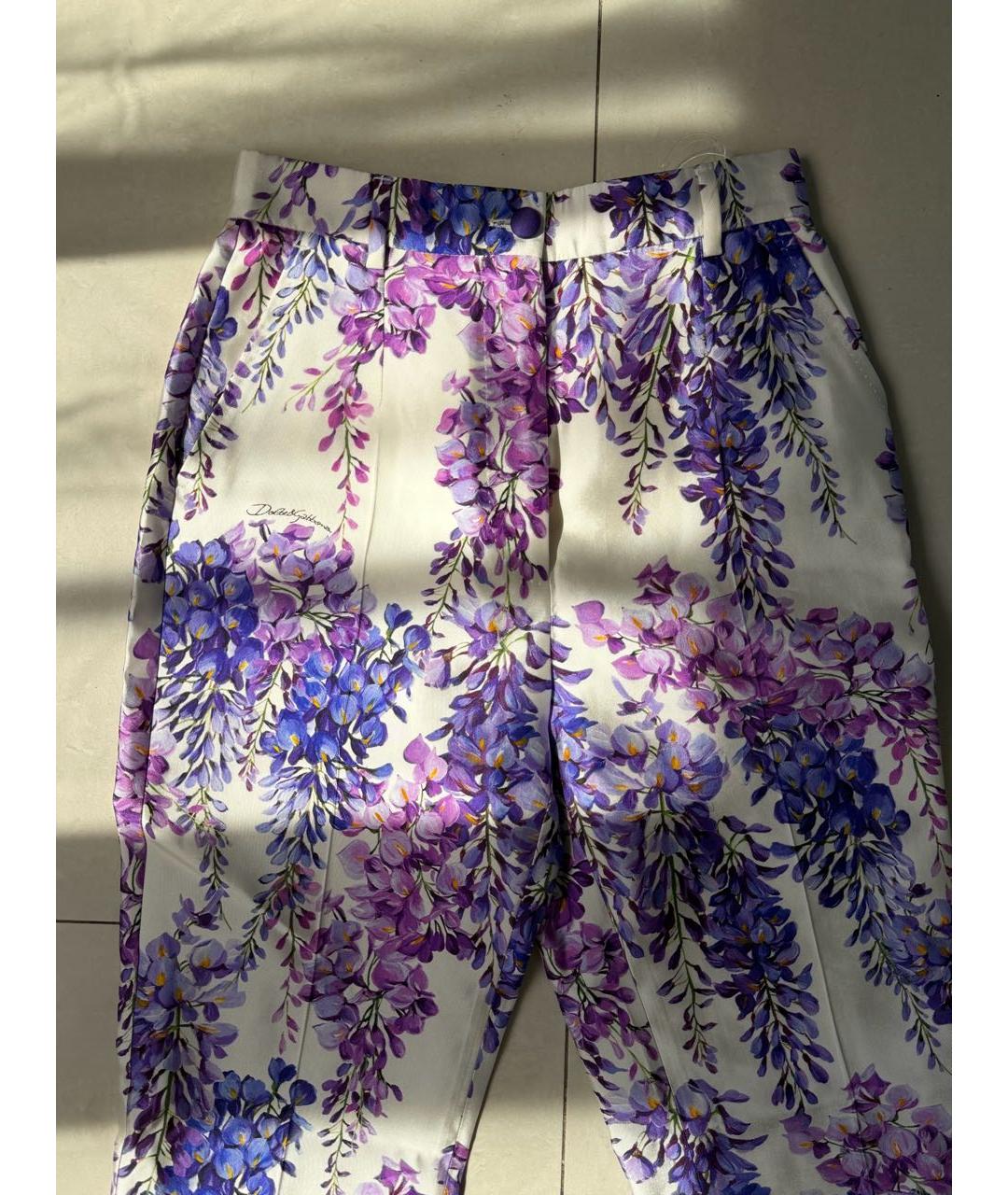 DOLCE&GABBANA Белые шелковые брюки узкие, фото 2