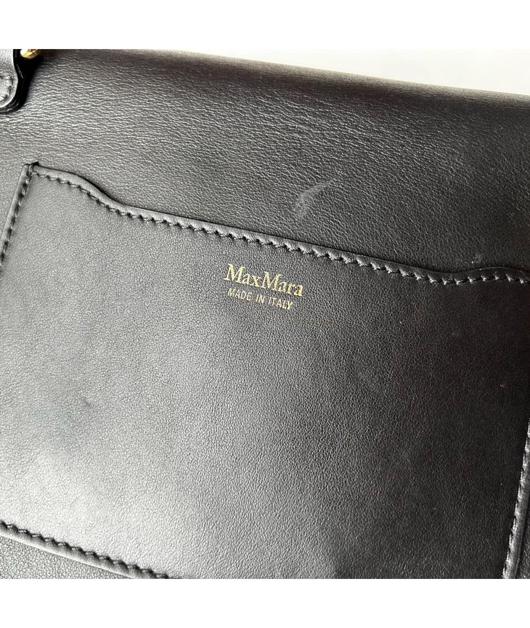 MAX MARA Черная кожаная сумка через плечо, фото 3