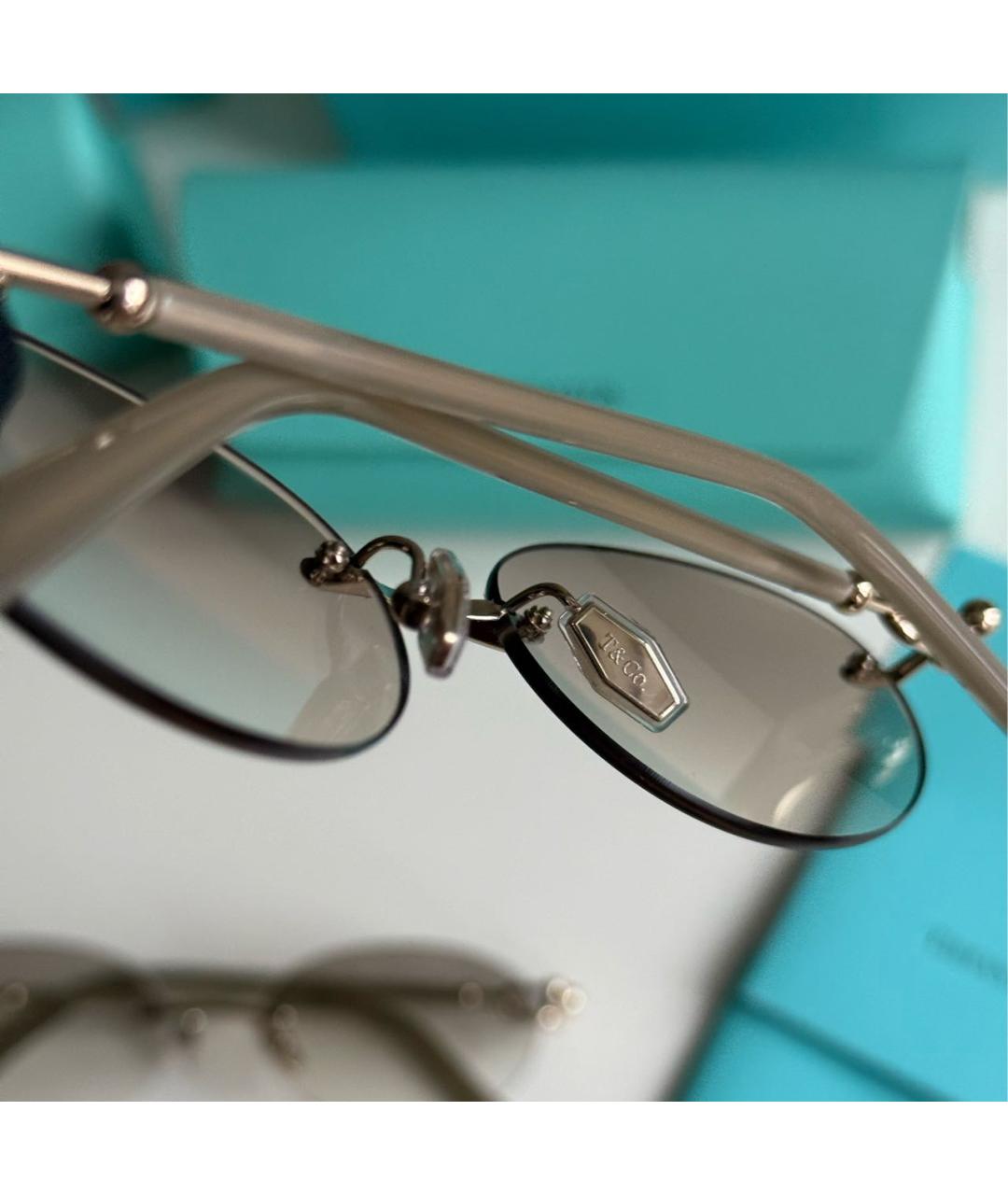 TIFFANY&CO Бежевые металлические солнцезащитные очки, фото 4