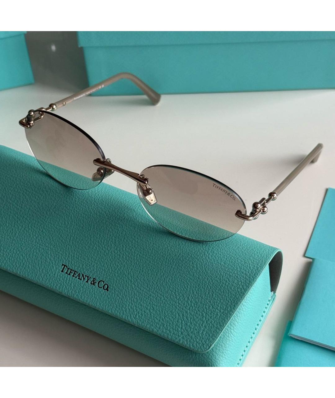 TIFFANY&CO Бежевые металлические солнцезащитные очки, фото 2