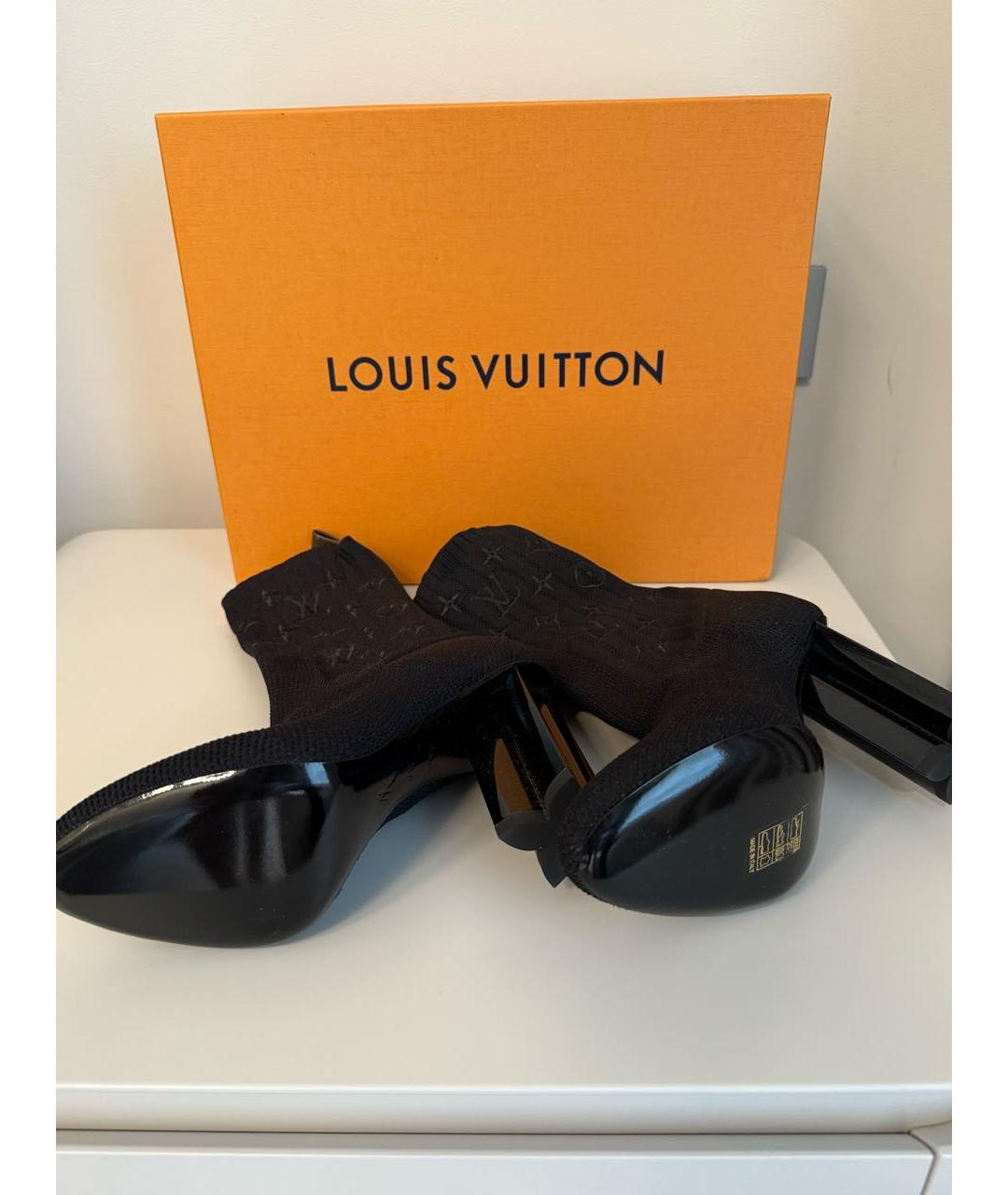 LOUIS VUITTON Черные текстильные ботильоны, фото 4