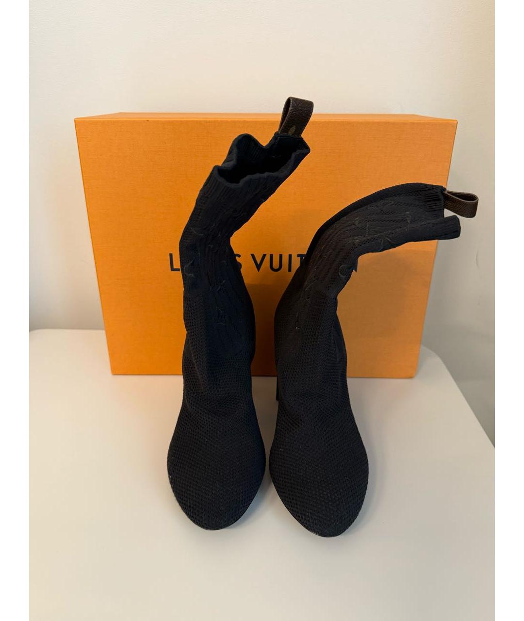 LOUIS VUITTON Черные текстильные ботильоны, фото 2