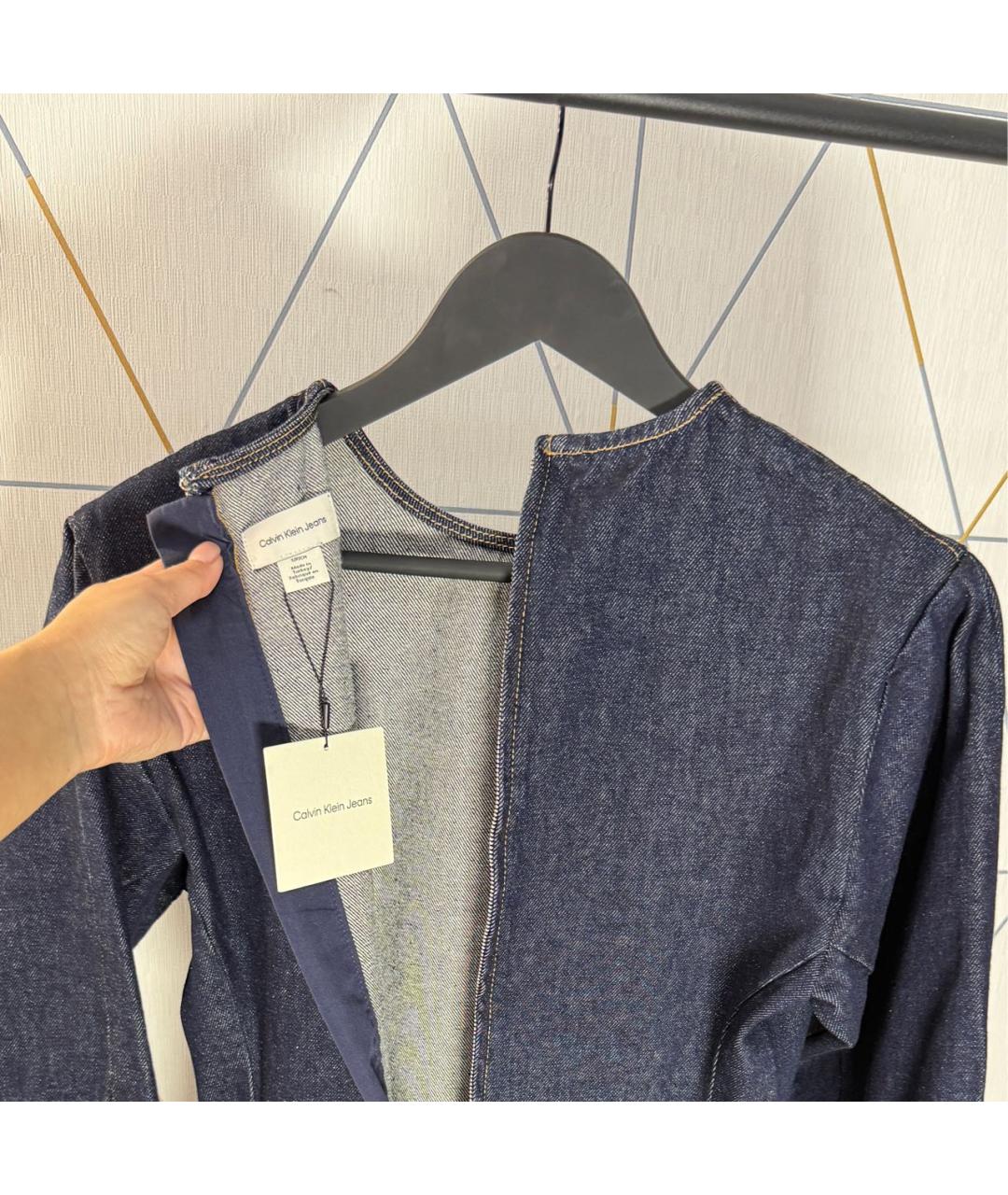 CALVIN KLEIN Синее хлопковое повседневное платье, фото 3