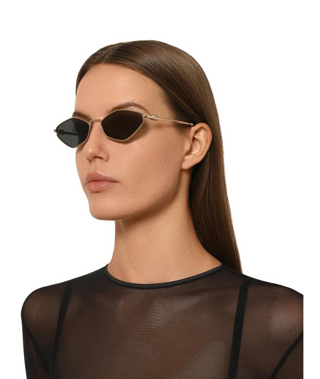 MIU MIU Золотые металлические солнцезащитные очки, фото 8