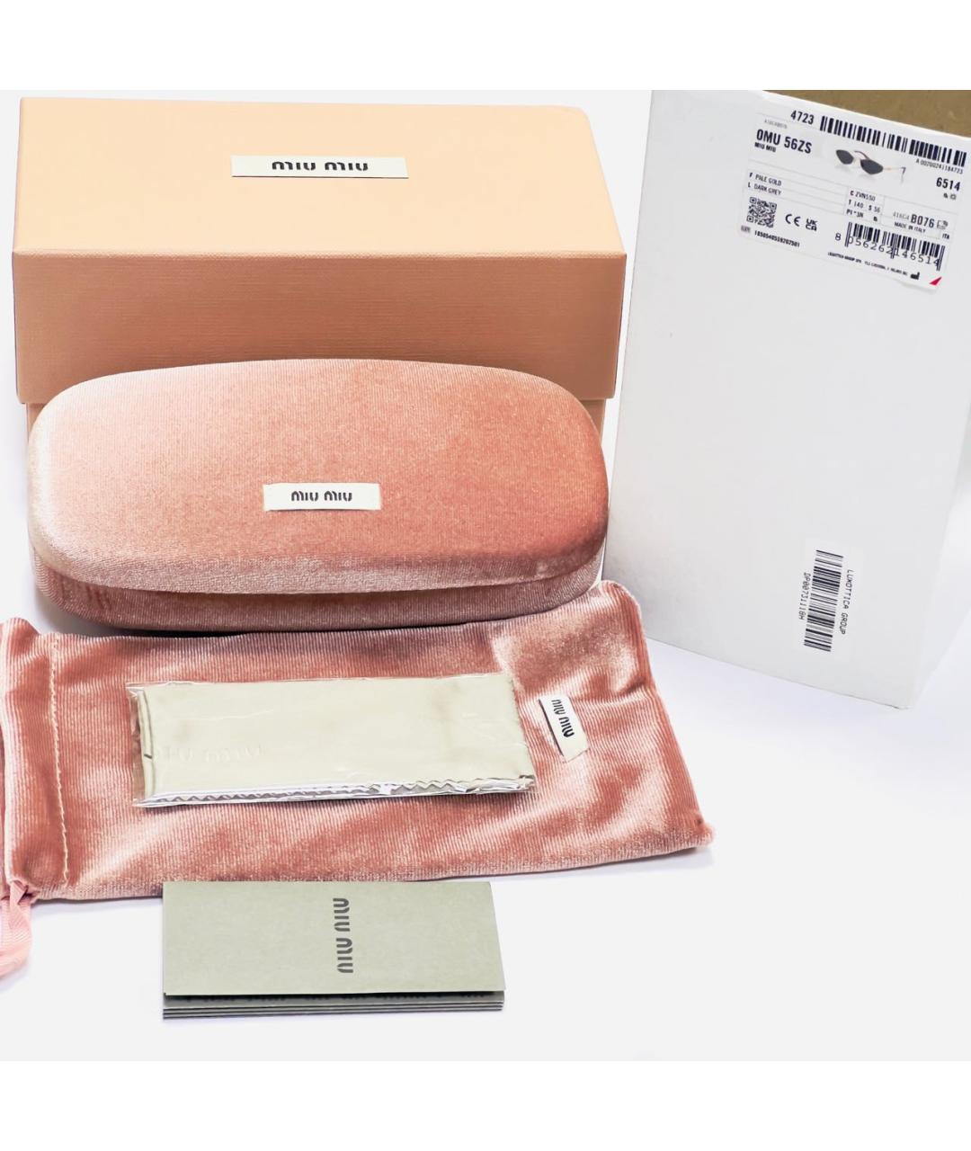 MIU MIU Золотые металлические солнцезащитные очки, фото 4