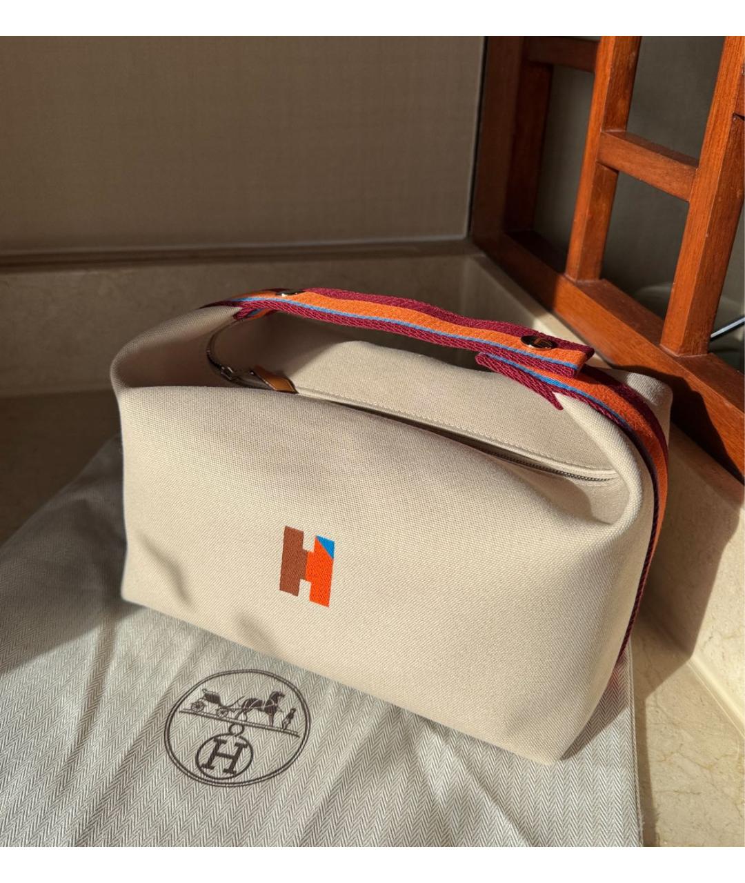 HERMES Бежевая косметичка, фото 7