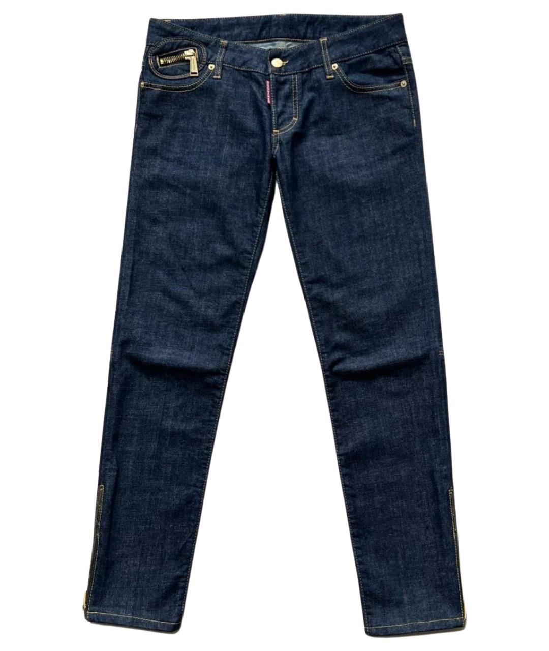 DSQUARED2 Темно-синие хлопко-эластановые джинсы слим, фото 1