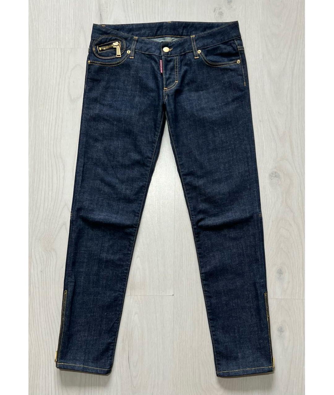 DSQUARED2 Темно-синие хлопко-эластановые джинсы слим, фото 8
