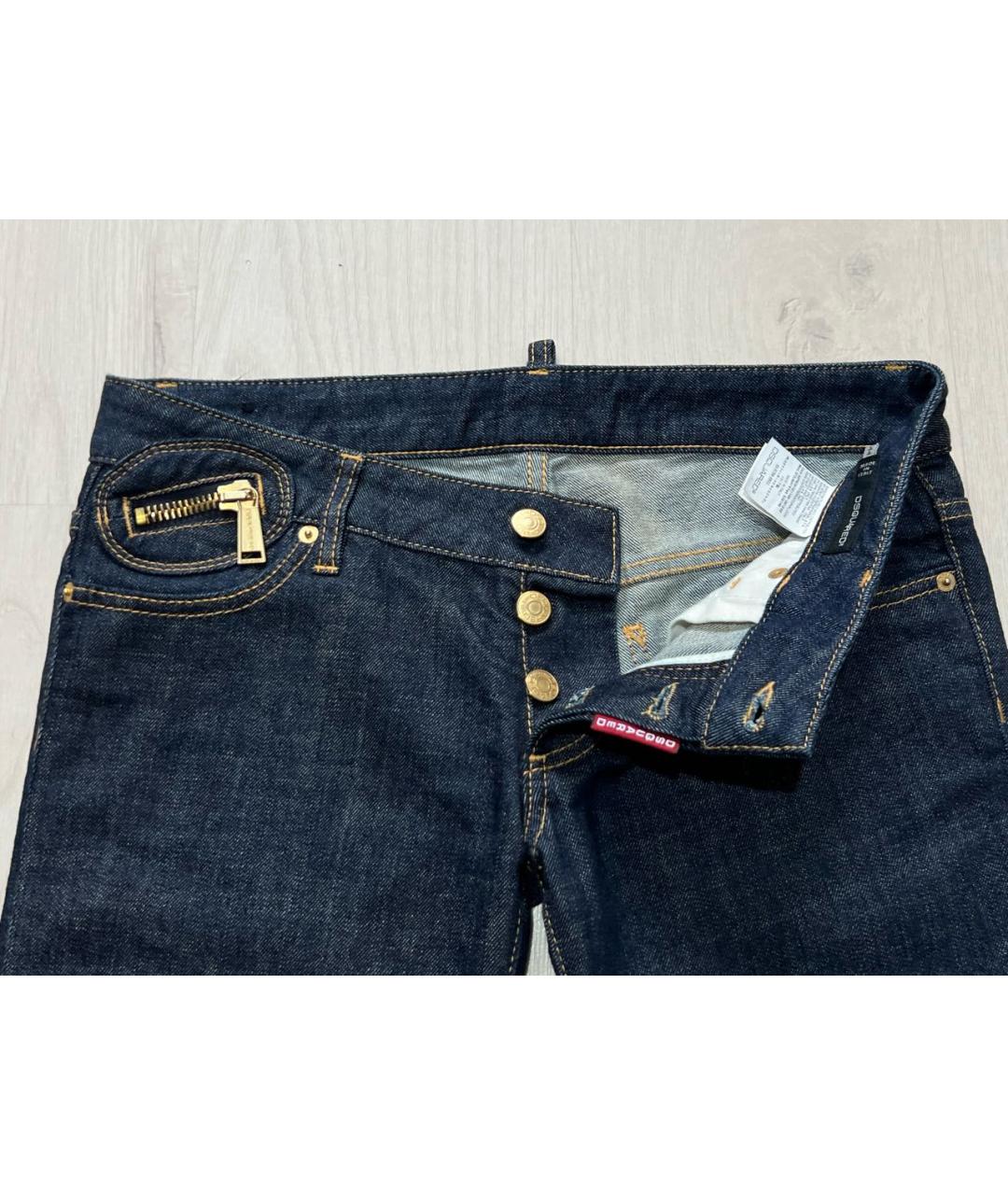 DSQUARED2 Темно-синие хлопко-эластановые джинсы слим, фото 4