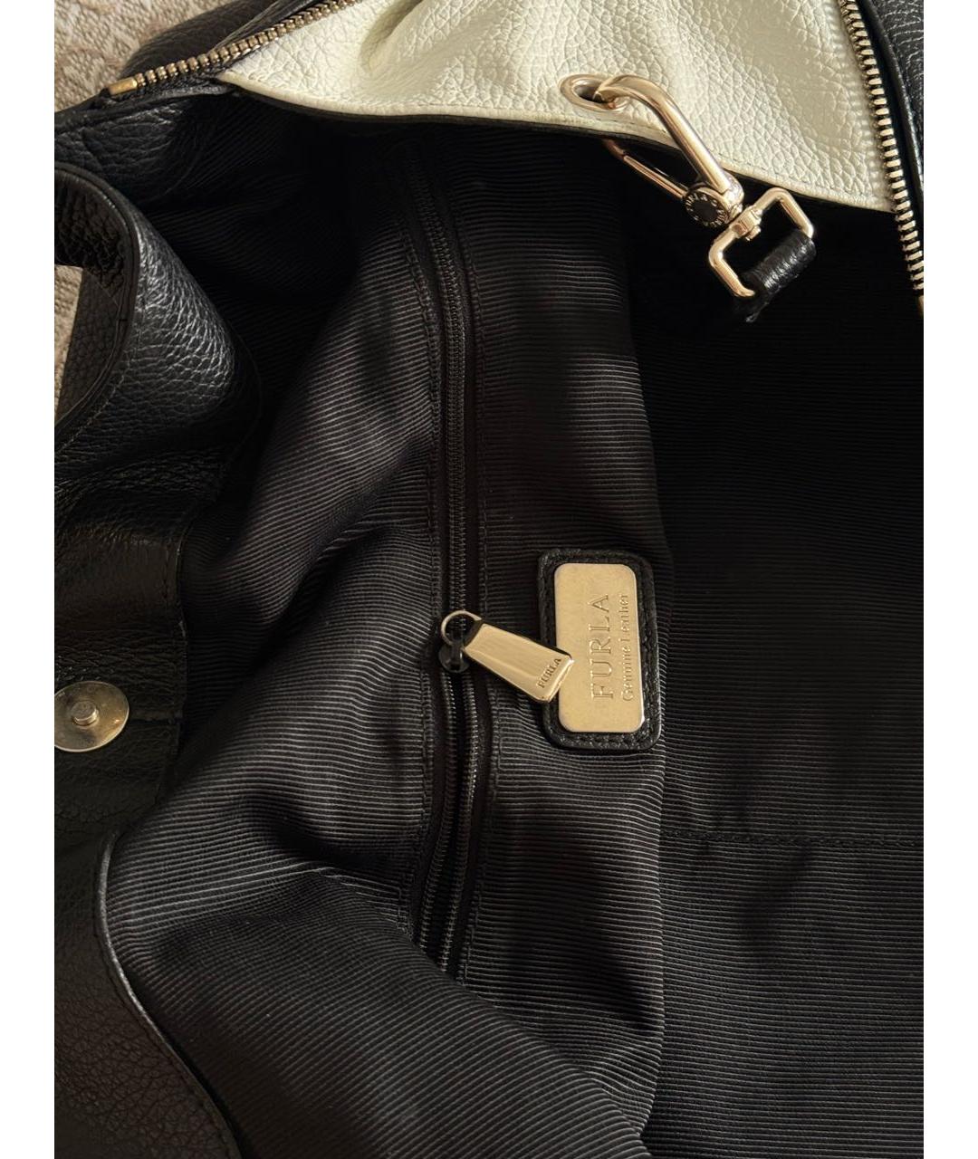 FURLA Черная кожаная сумка тоут, фото 5