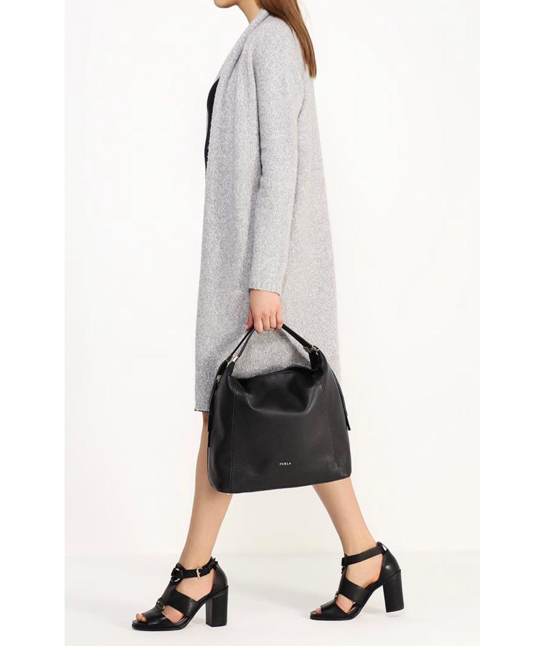 FURLA Черная кожаная сумка тоут, фото 8