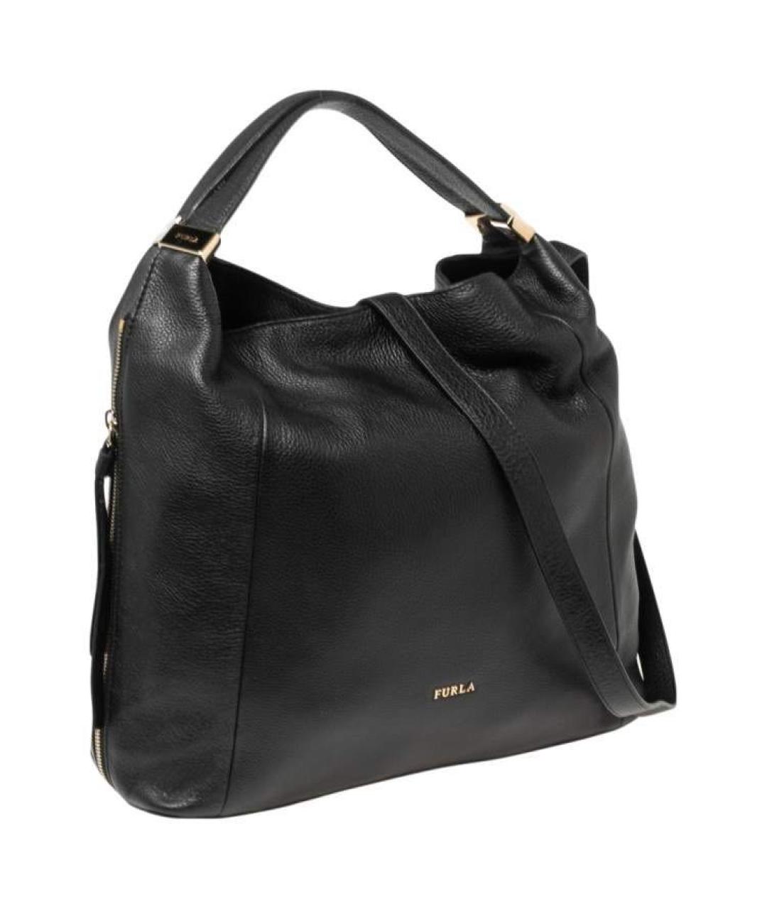FURLA Черная кожаная сумка тоут, фото 2
