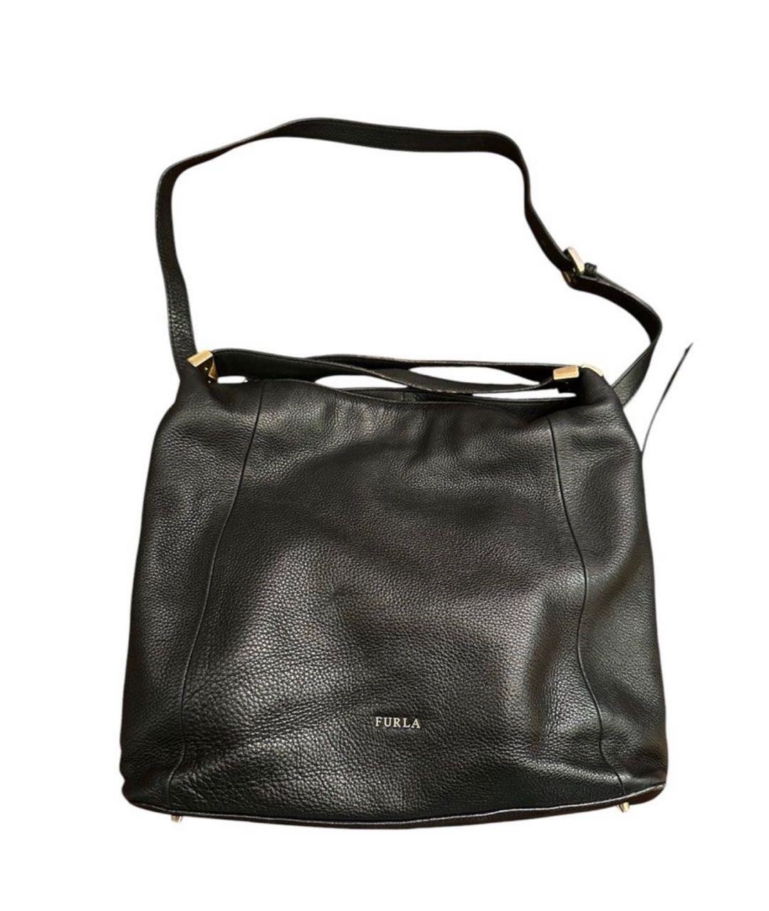 FURLA Черная кожаная сумка тоут, фото 9