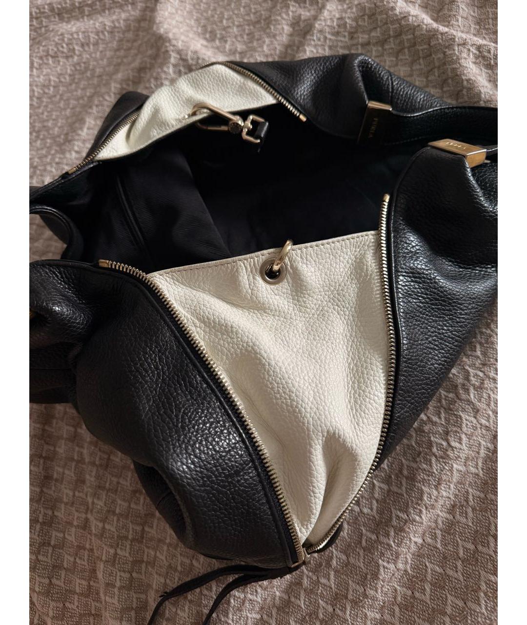FURLA Черная кожаная сумка тоут, фото 7