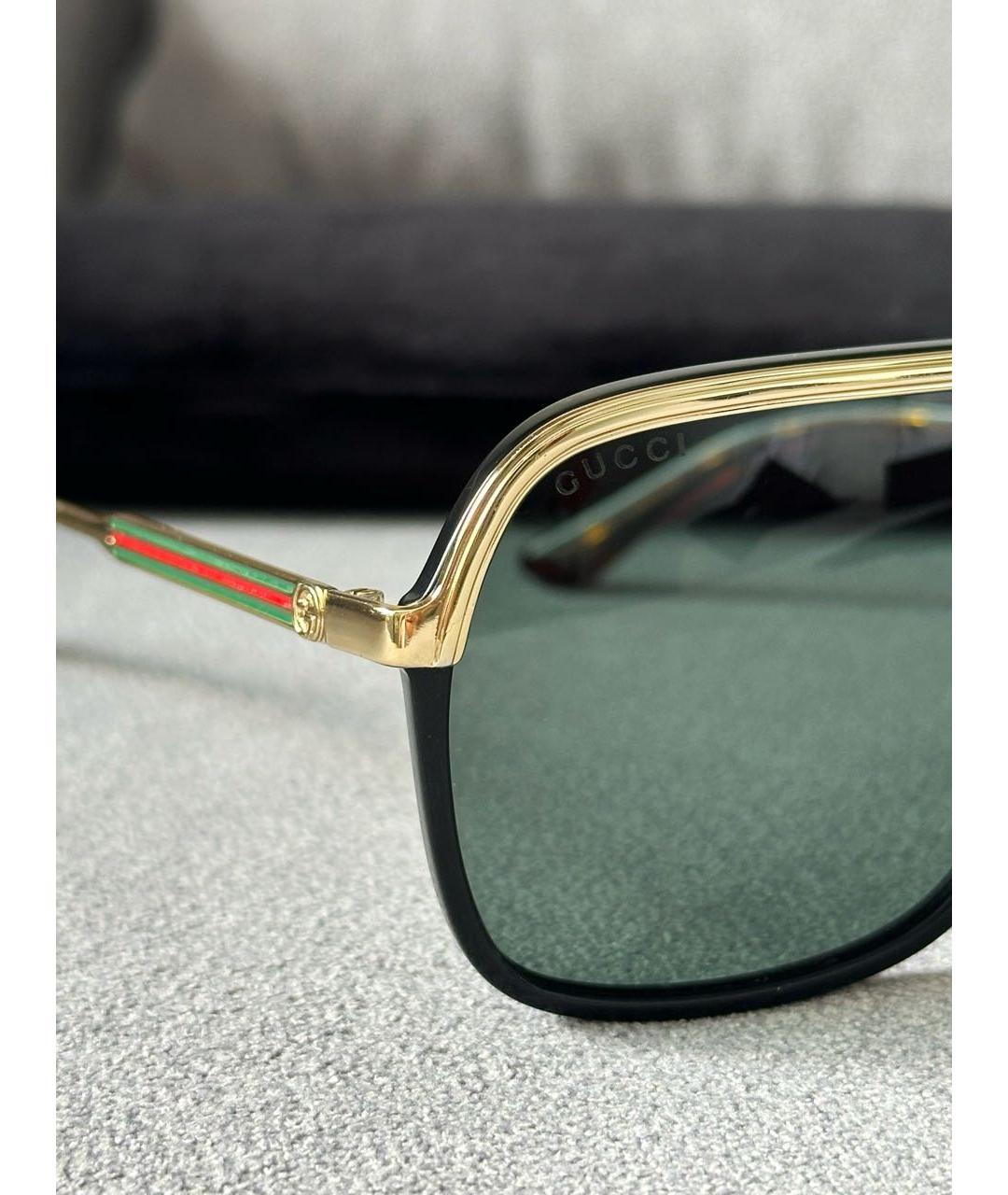 GUCCI Золотые металлические солнцезащитные очки, фото 6