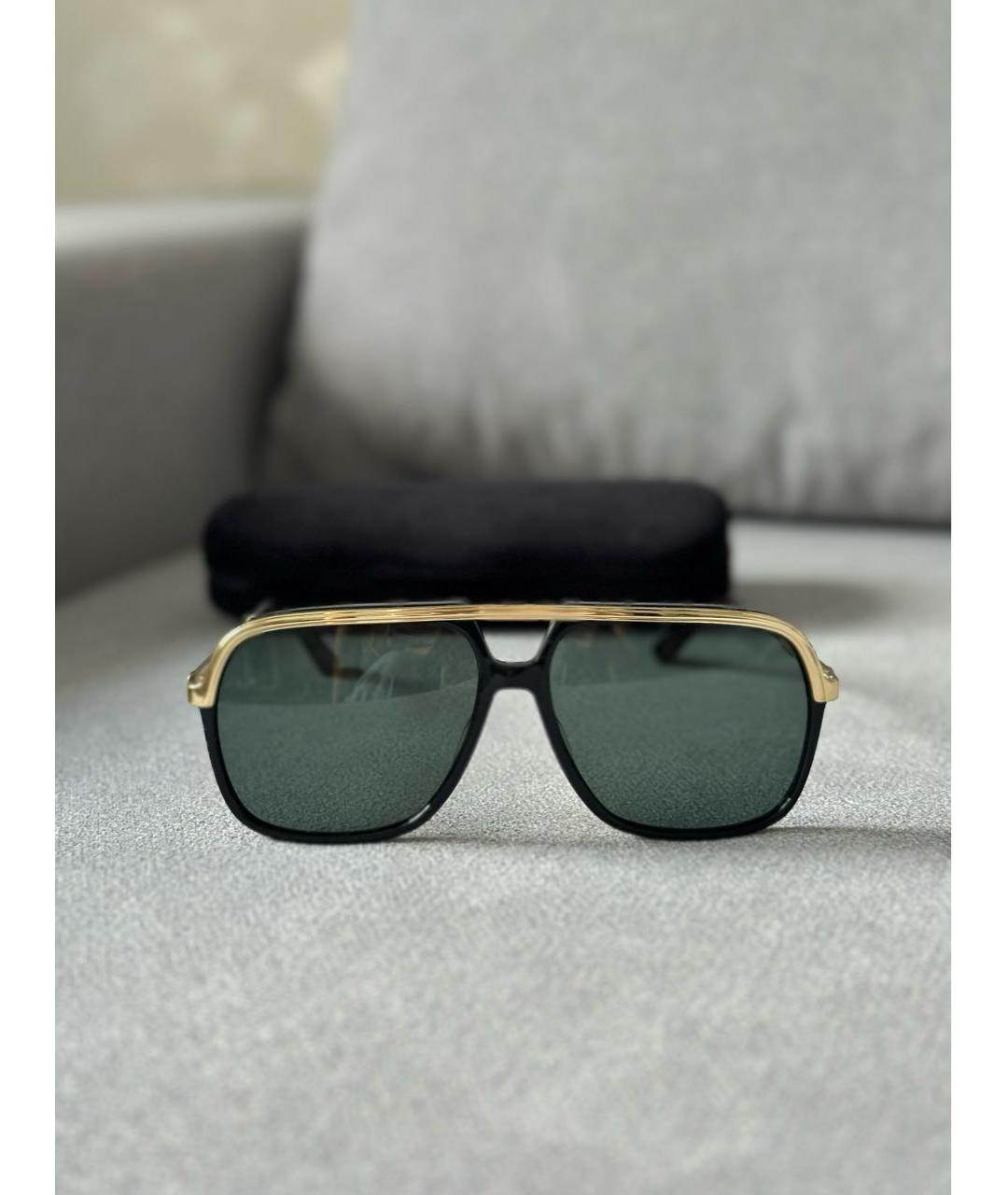 GUCCI Золотые металлические солнцезащитные очки, фото 3