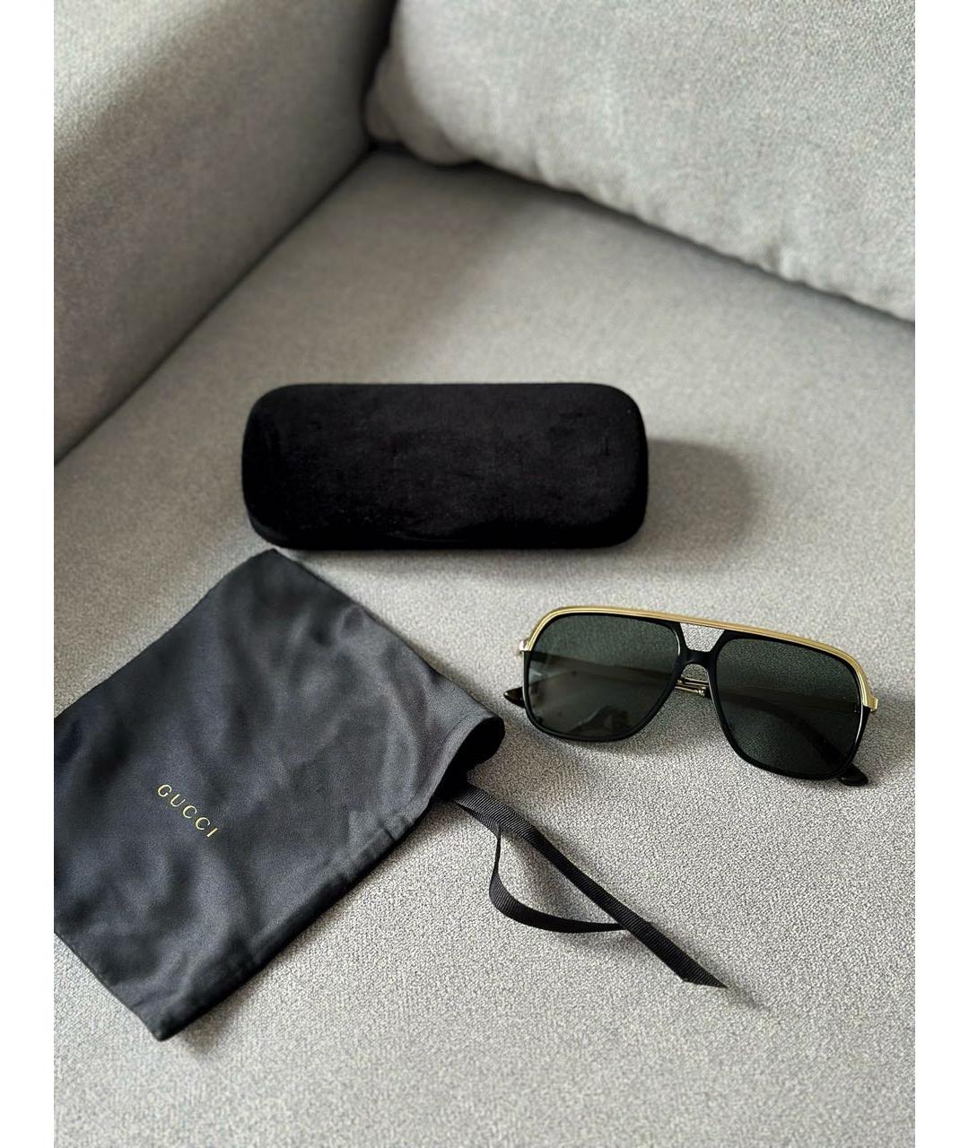 GUCCI Золотые металлические солнцезащитные очки, фото 2