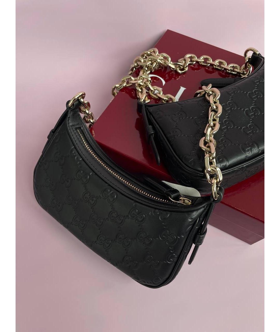 GUCCI Черная кожаная сумка через плечо, фото 2