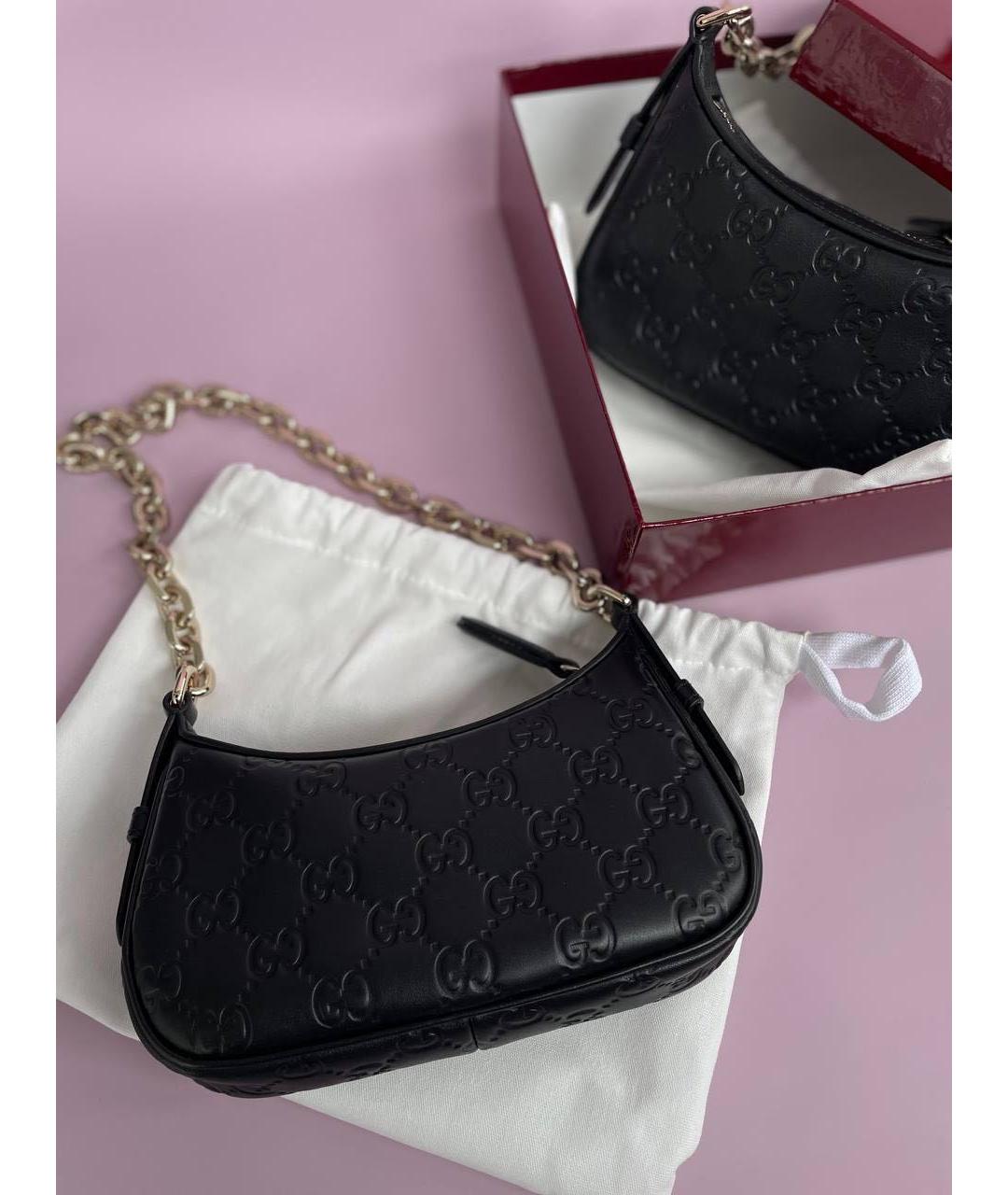 GUCCI Черная кожаная сумка через плечо, фото 3