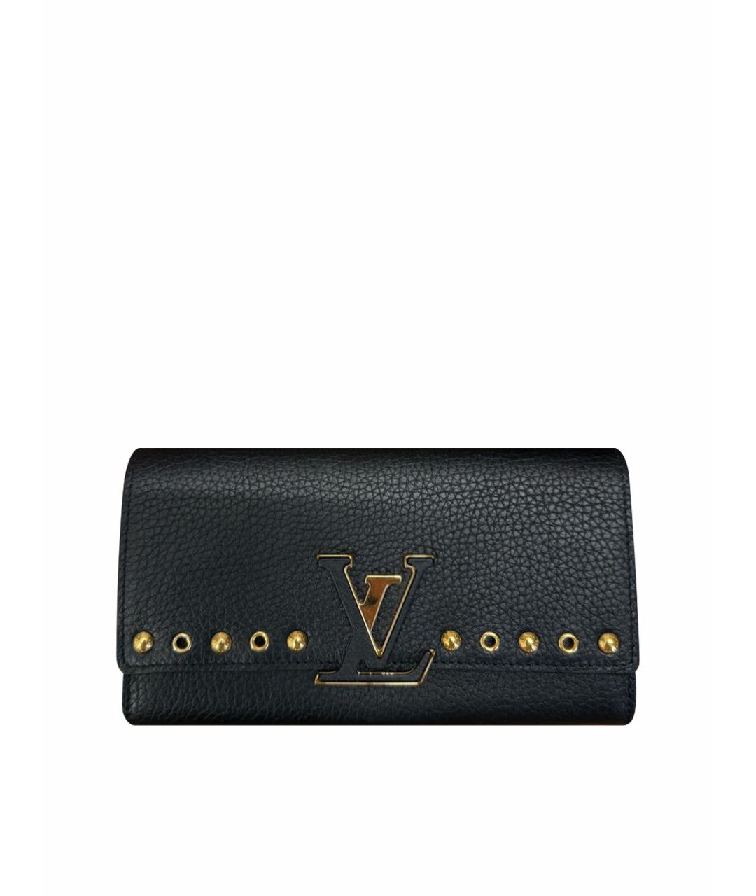 LOUIS VUITTON Черный кожаный кошелек, фото 1