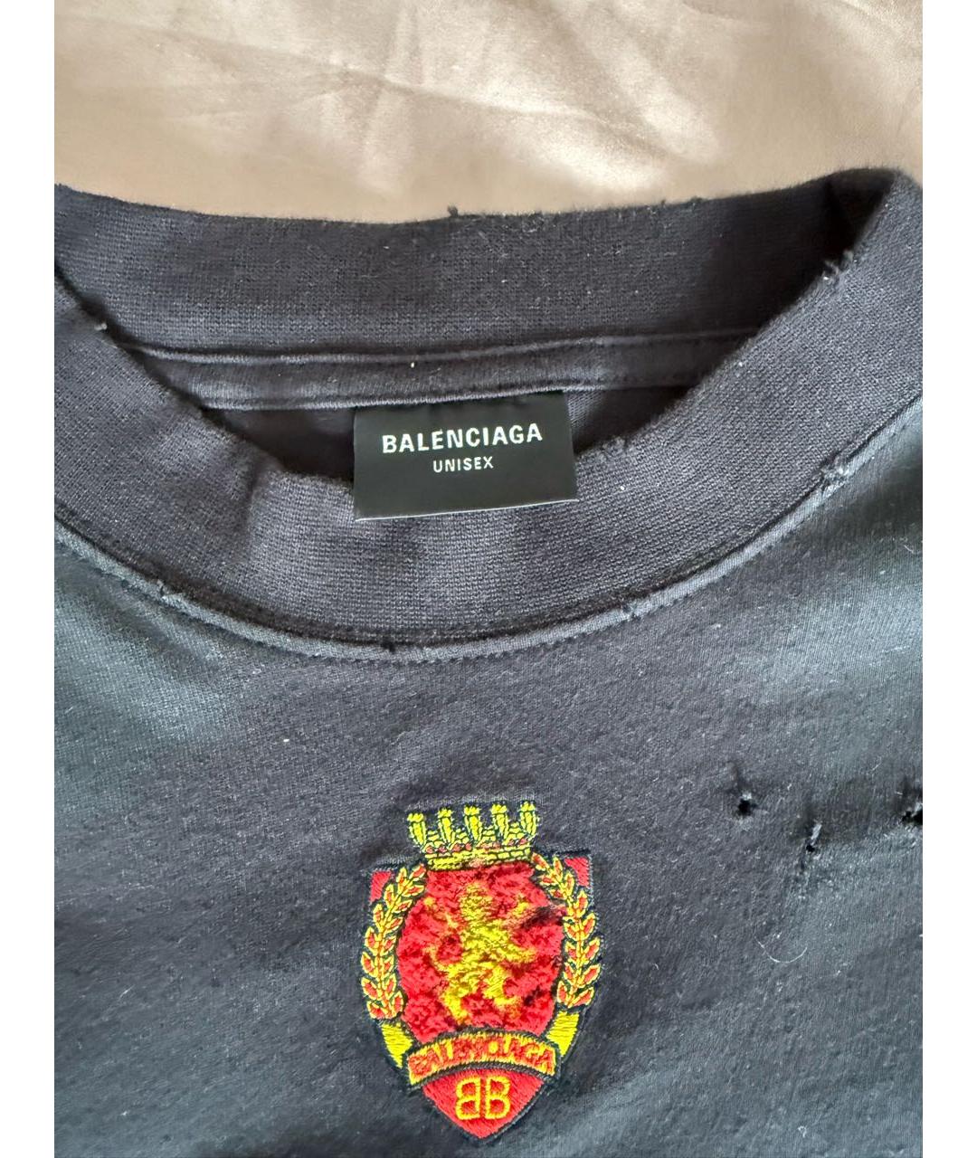 BALENCIAGA Черная хлопковая футболка, фото 3